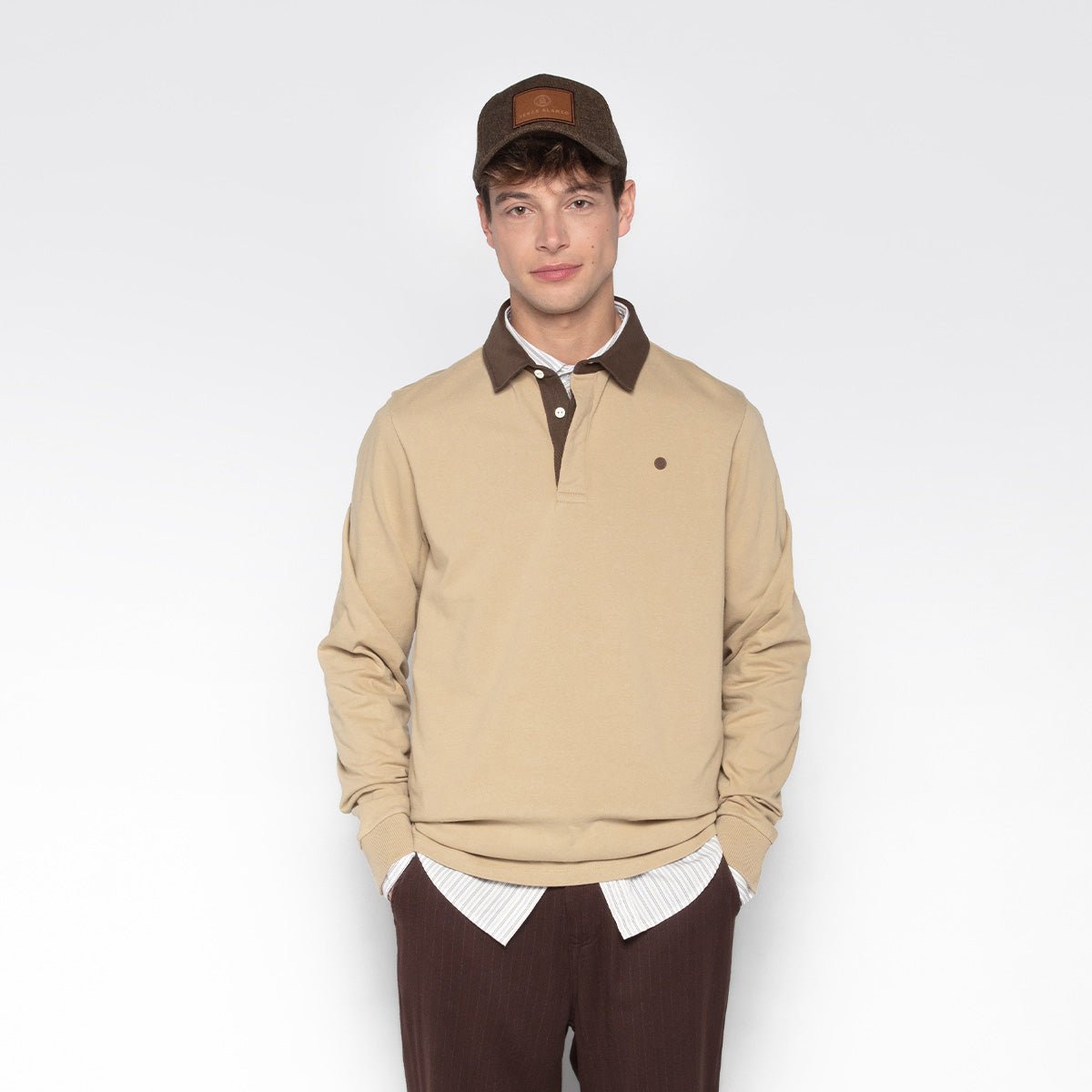 Long-sleeved rugby polo SERGE BLANCO Beige