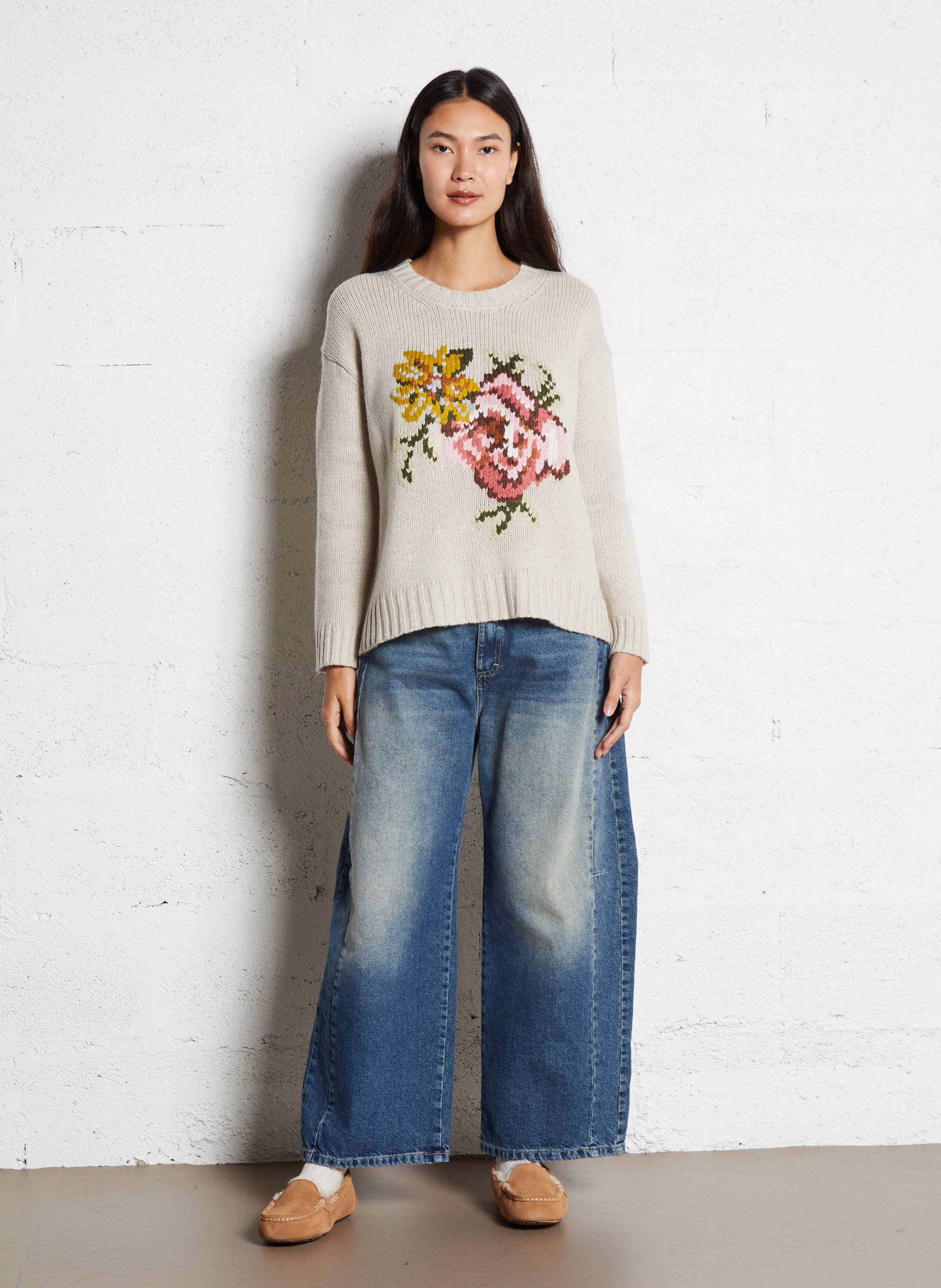 Blended wool oversize sweater BELLA JONES Beige