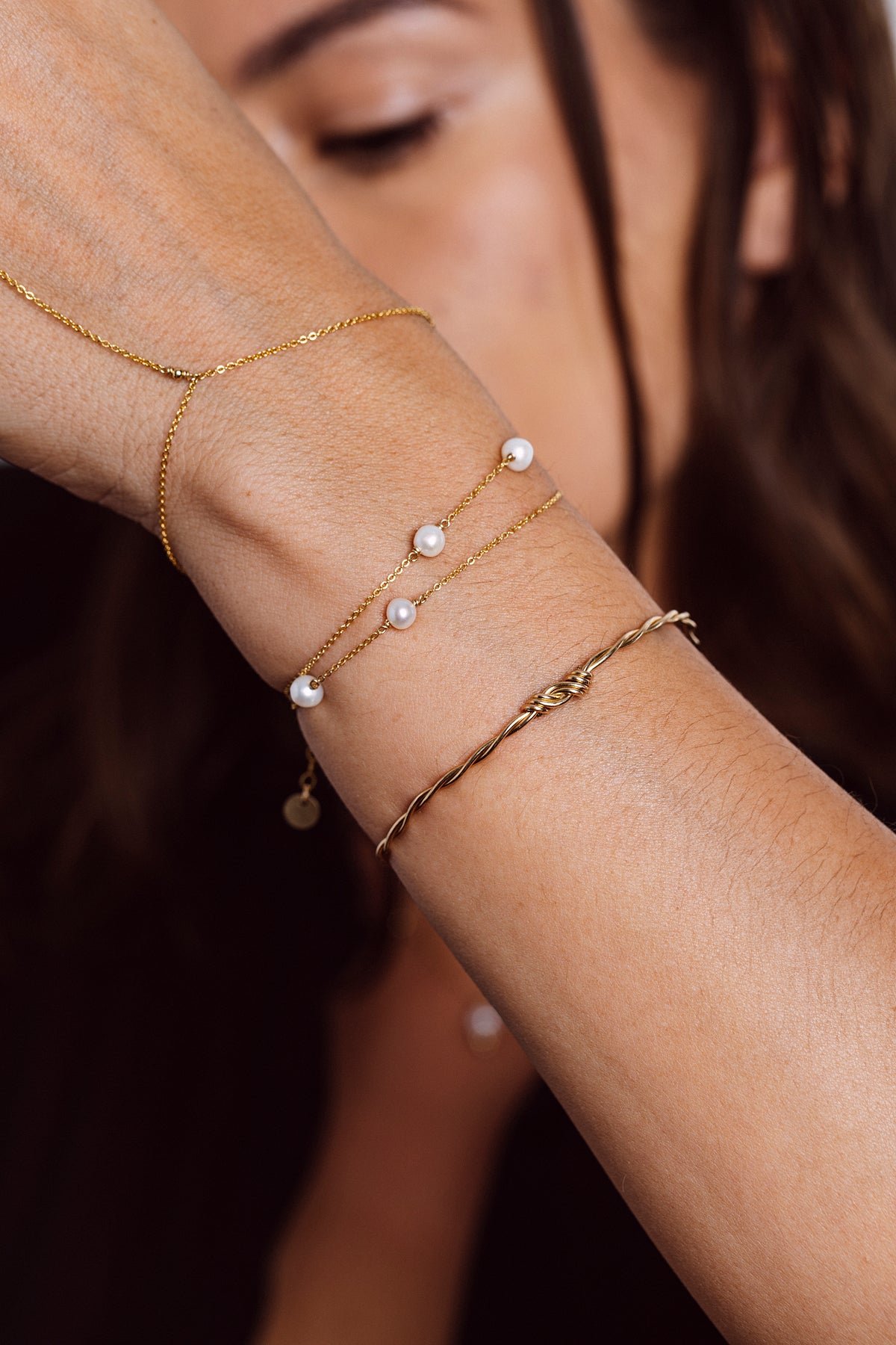 Pearl sun necklace bracelet YAY Golden