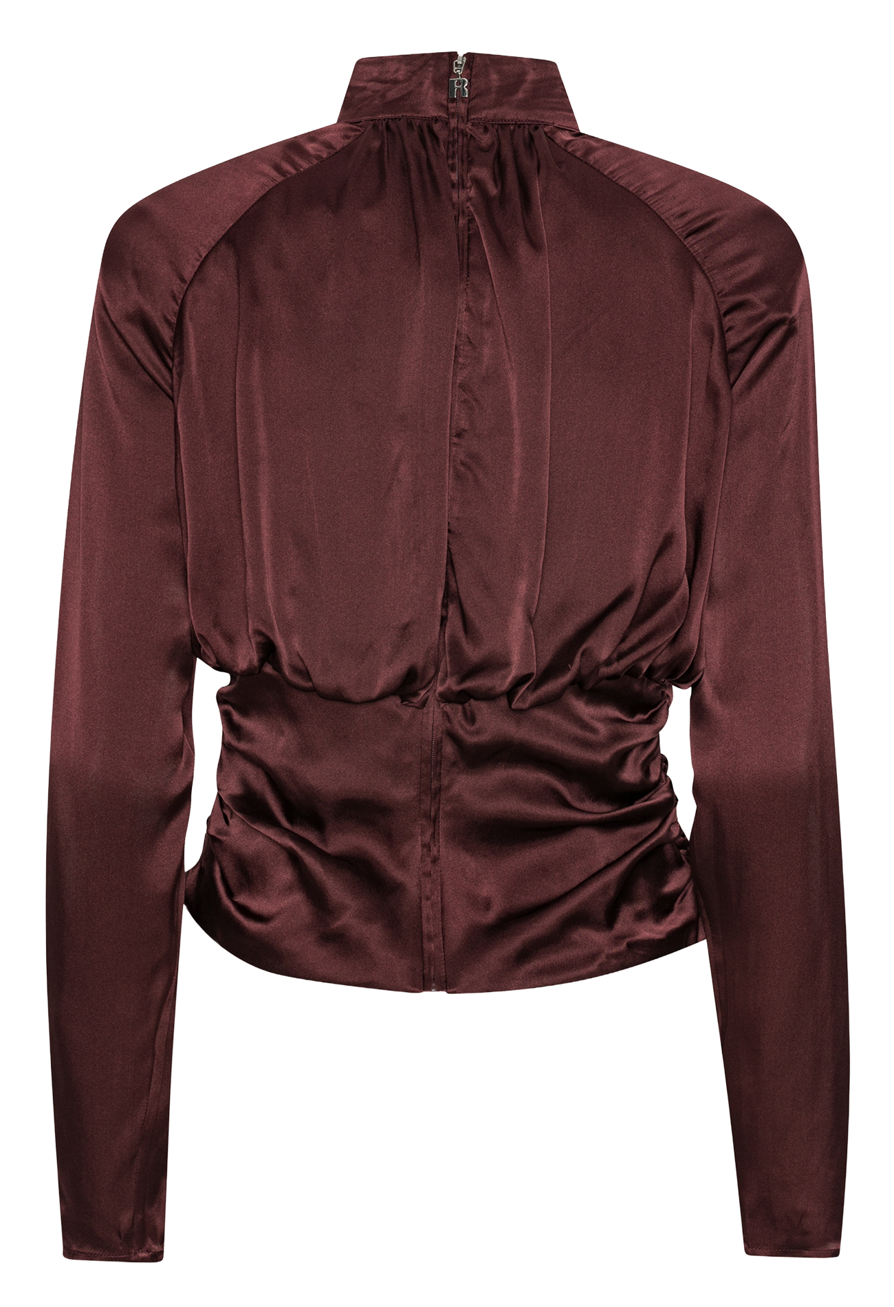 Silk high-neck straight top ROTATE Brown