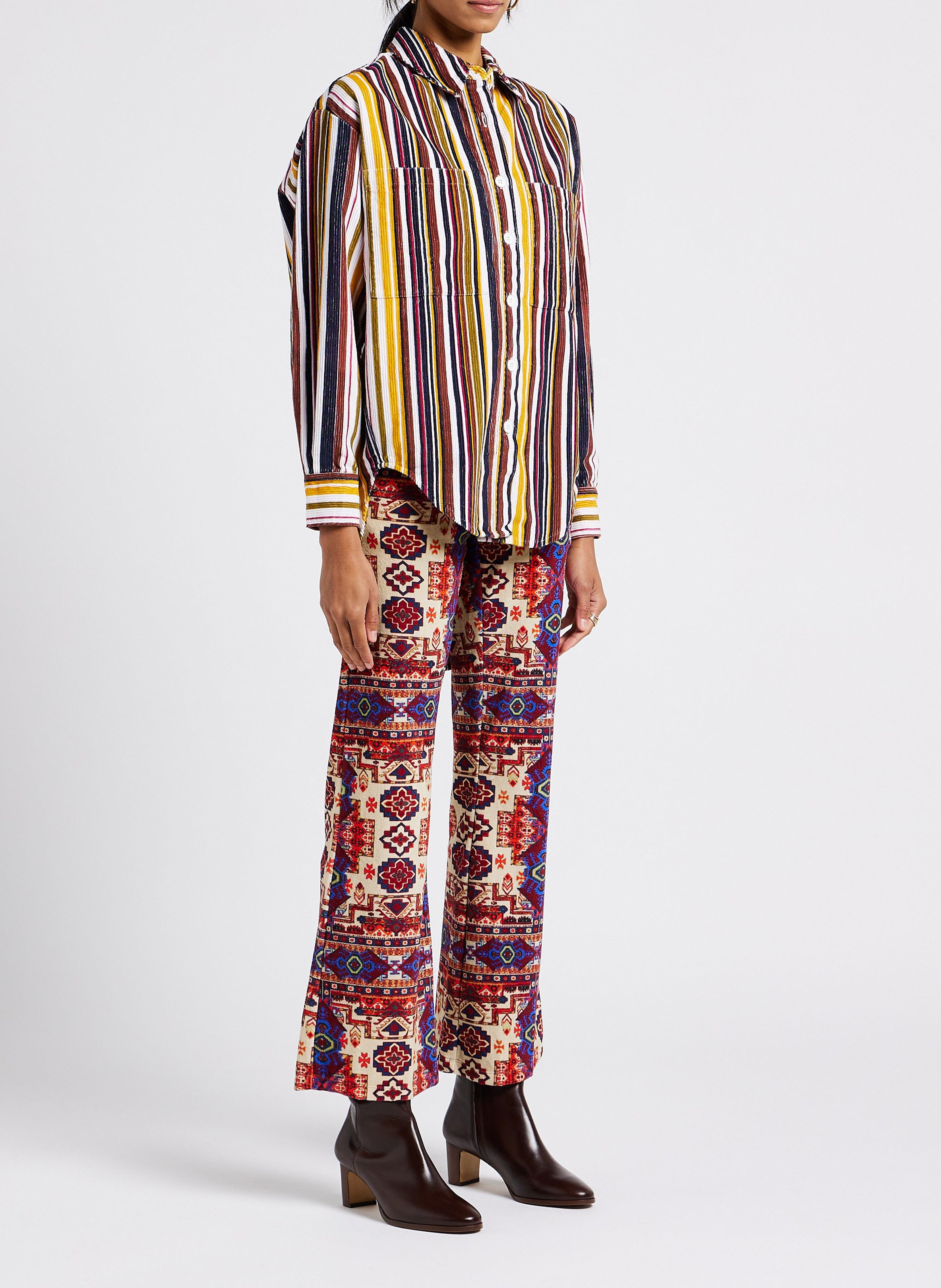 Chemise col classique en coton  V DE VINSTER Marron