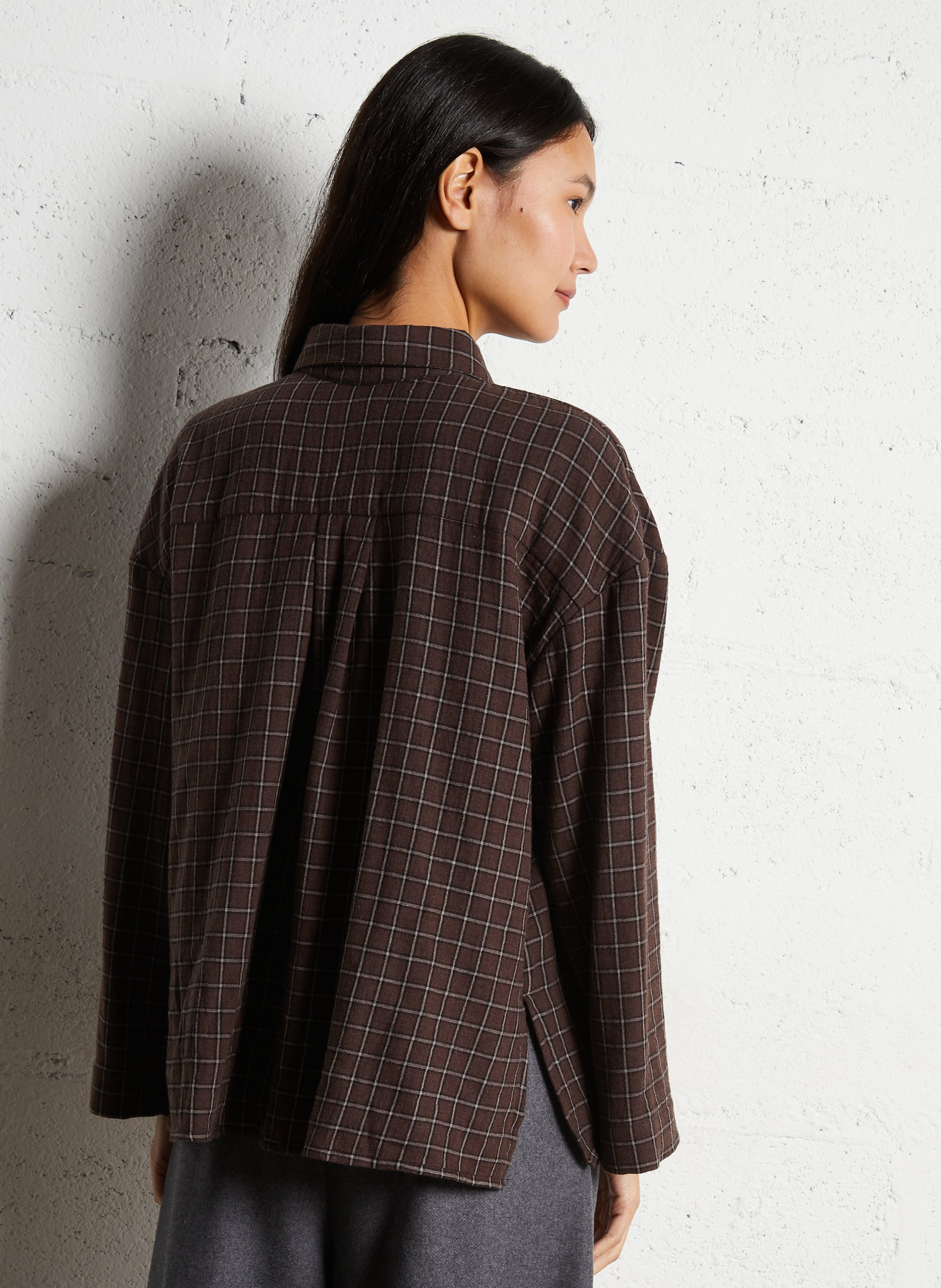 Chemise oversize col classique en coton HOD PARIS Marron