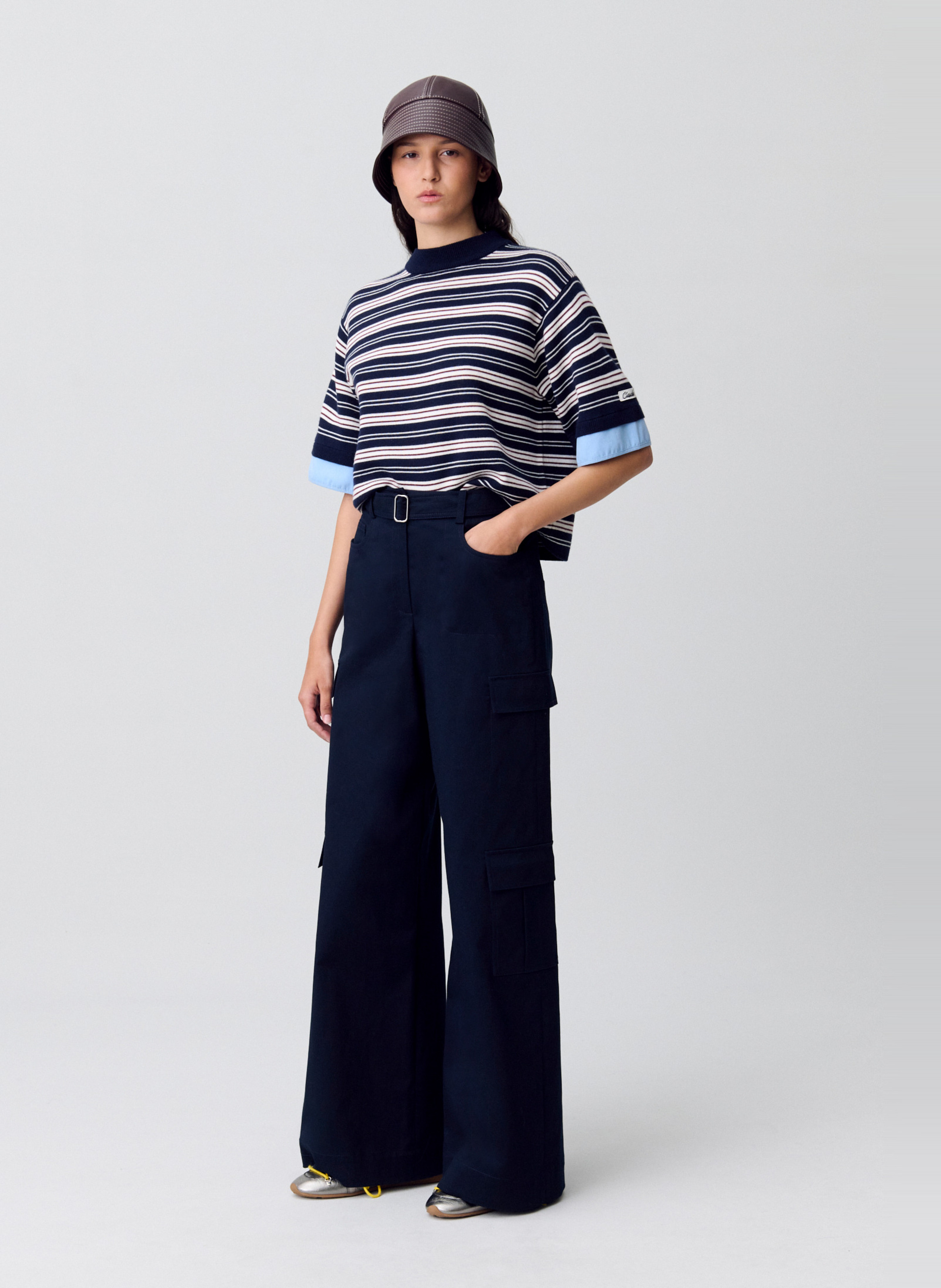 Pantalon large type cargo uni CLAUDIE PIERLOT Bleu