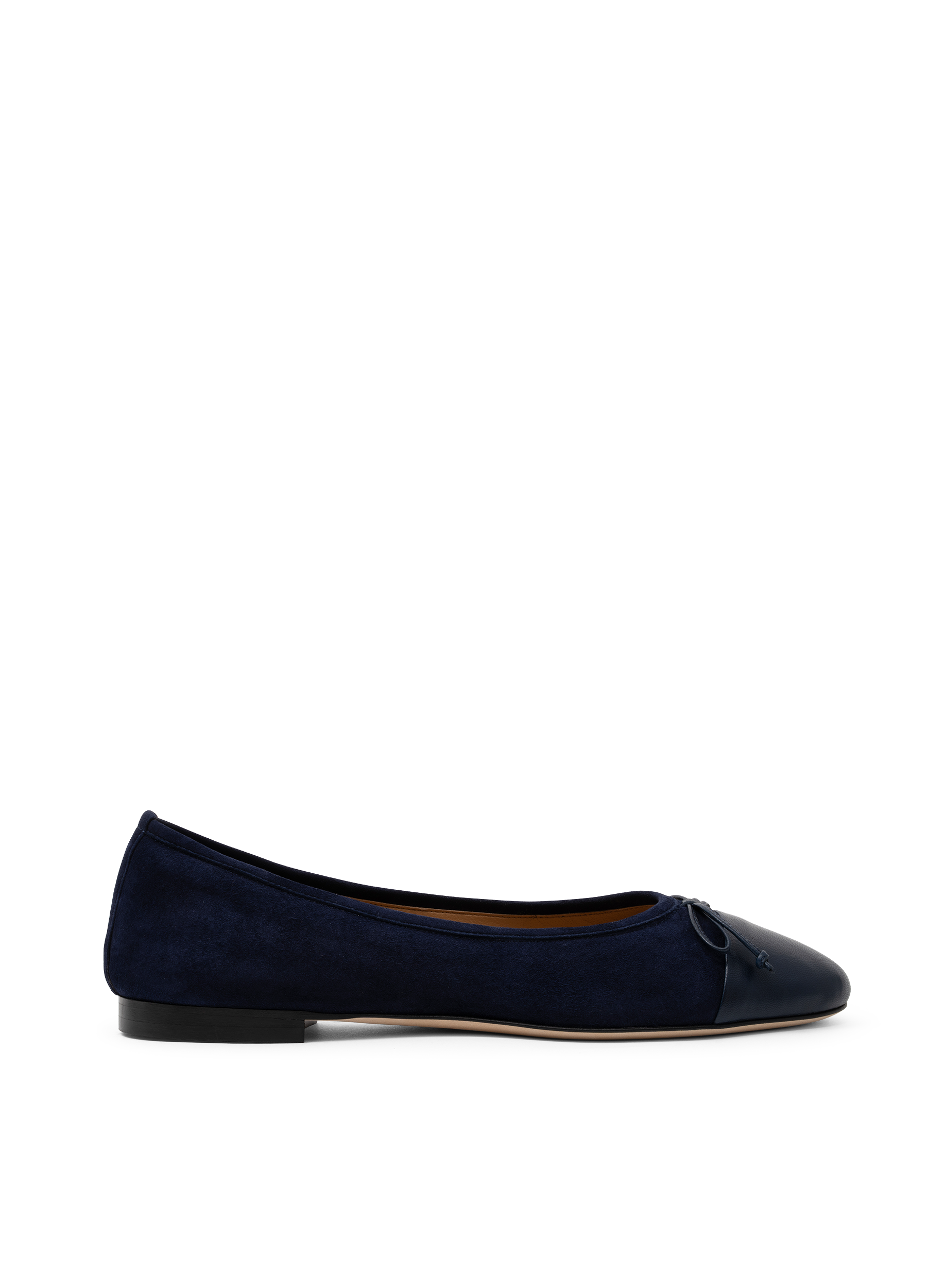 Navy blue suede leather ballerina flats PARALLELE PARIS Blue