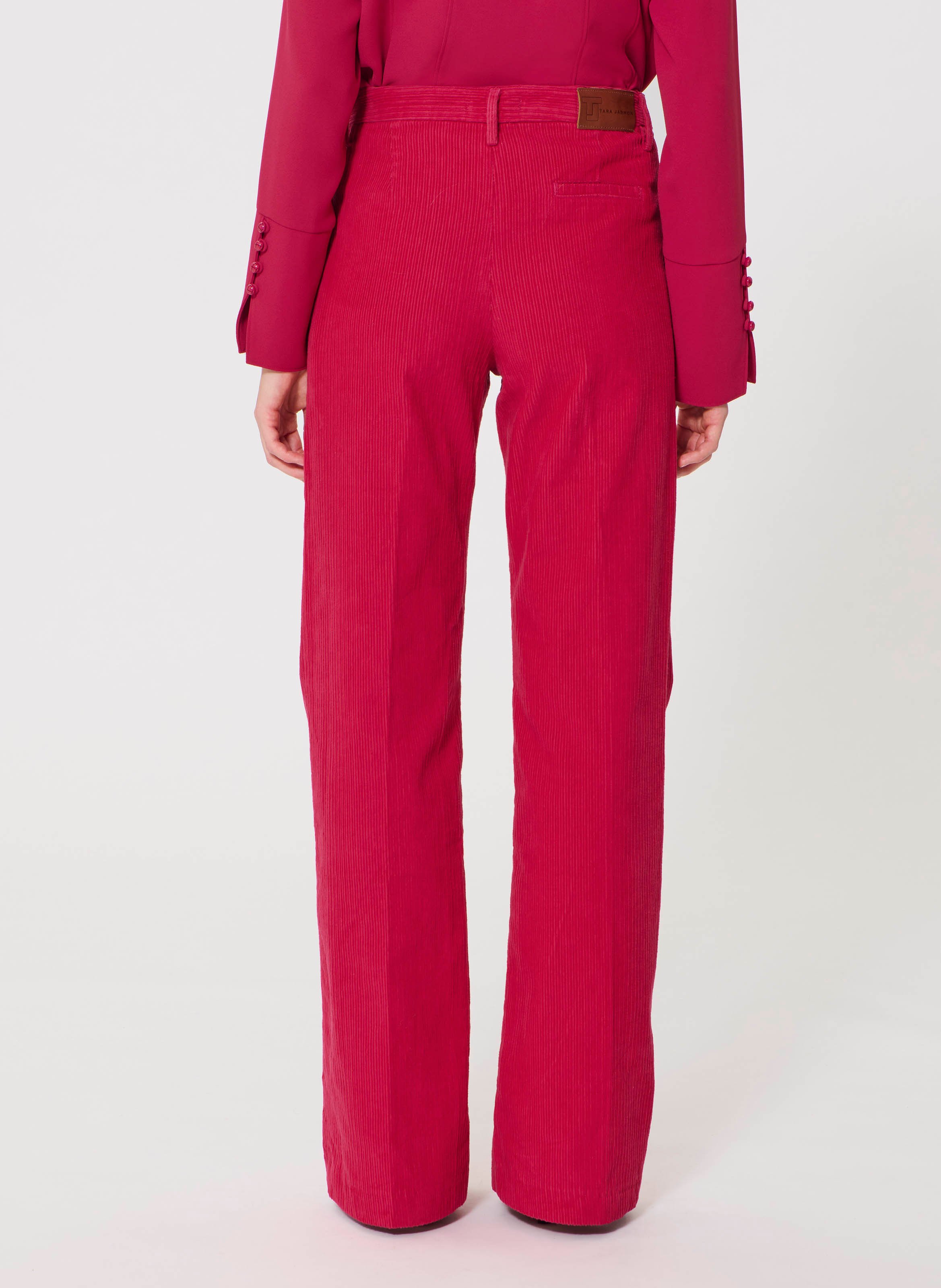 Pantaloni a zampa in velluto a coste TARA JARMON Rosso