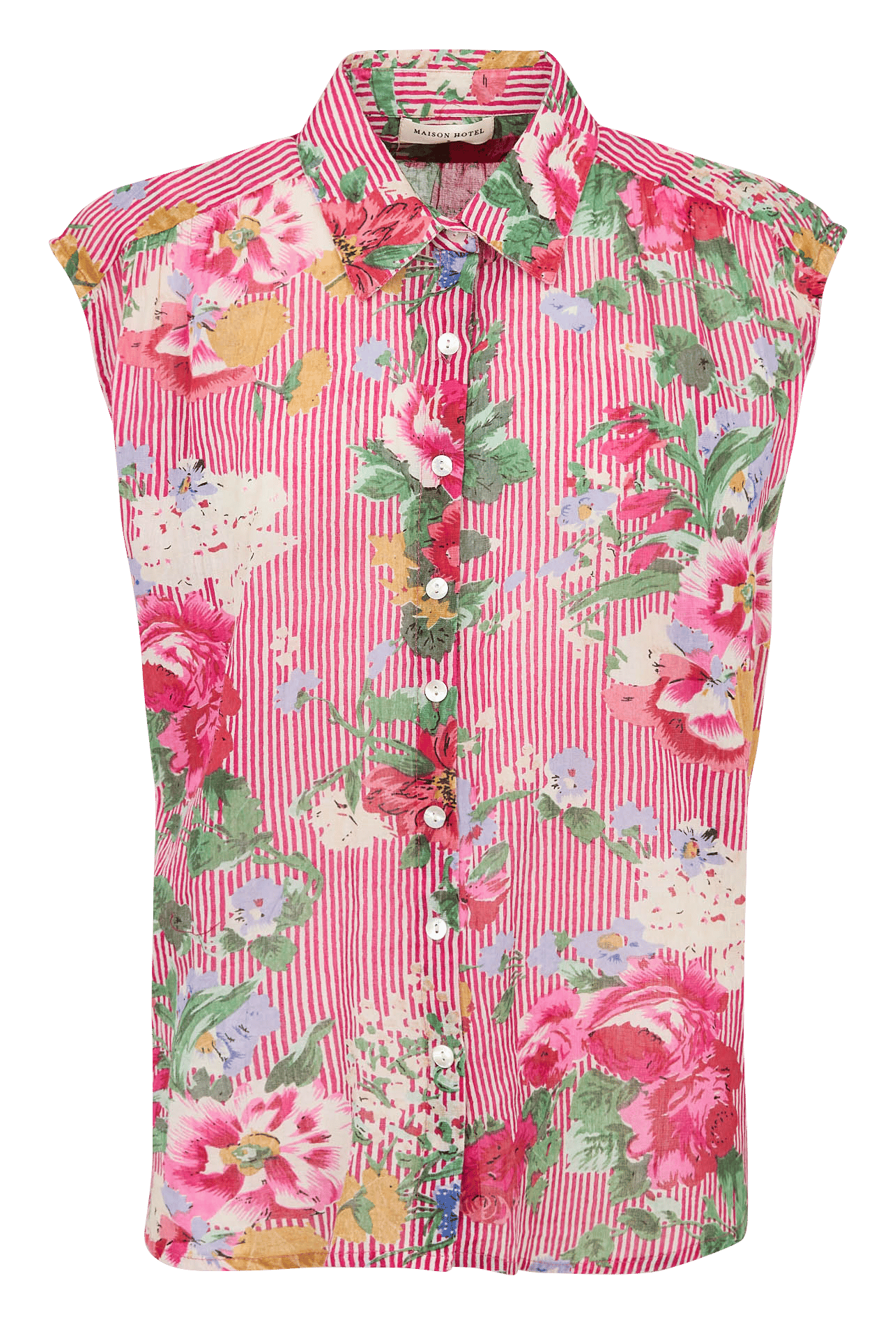 Oversize-Baumwollbluse mit klassischem Kragen und Print MAISON HOTEL Rot