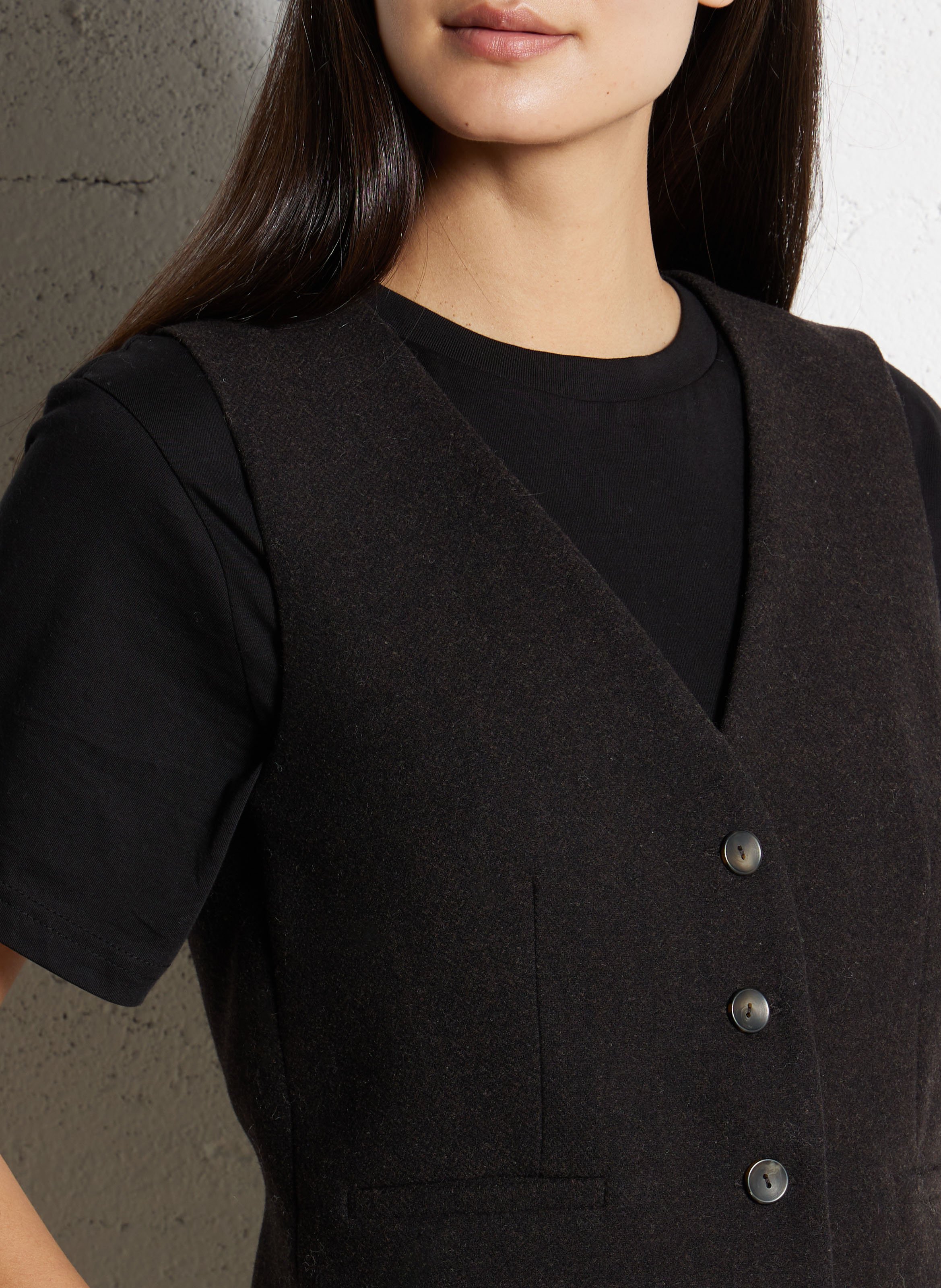 Veste col V en laine mélangée MAISON 123 Marron