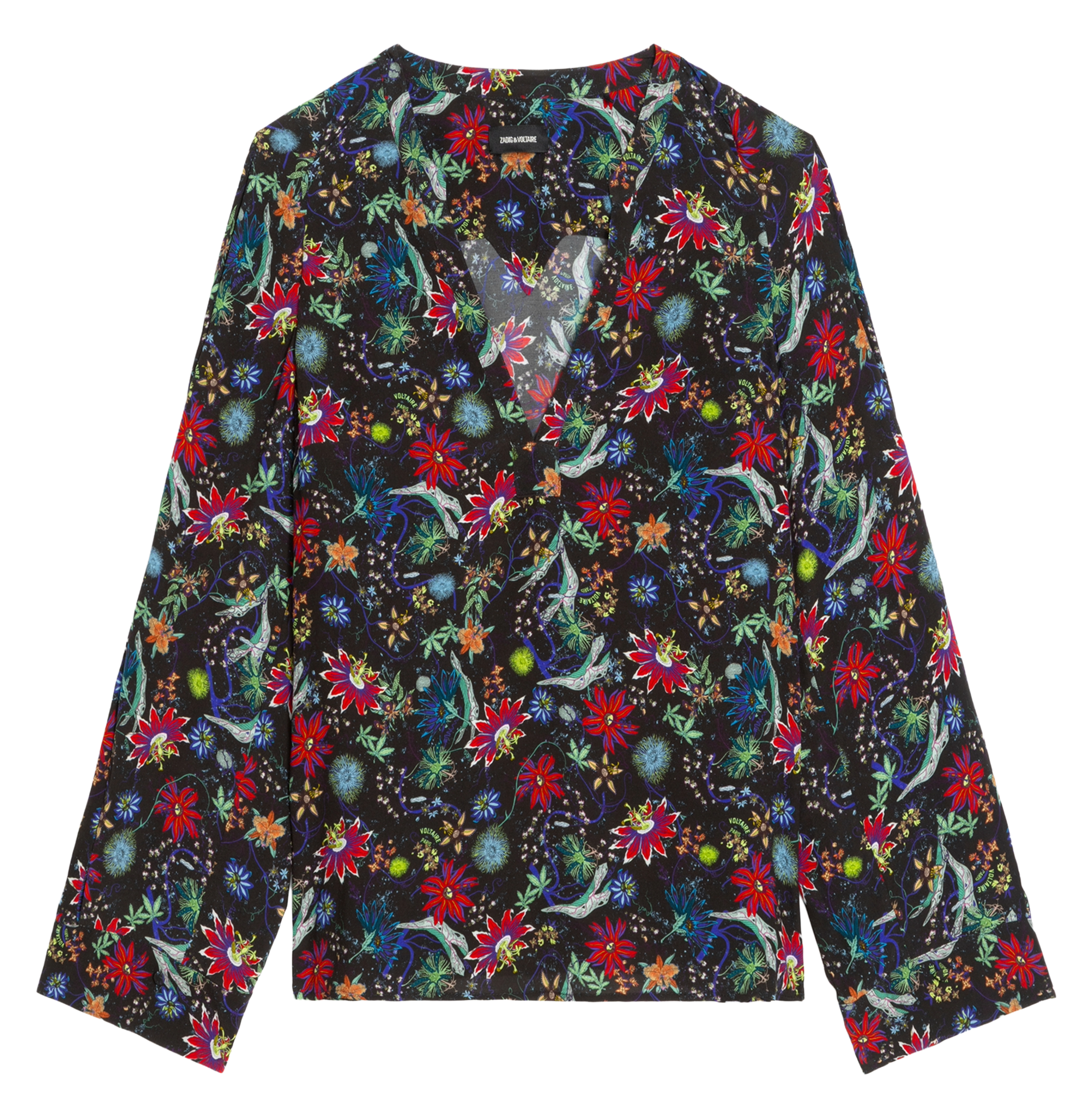 Top col v manches longues fleuri ZADIG&VOLTAIRE Bleu