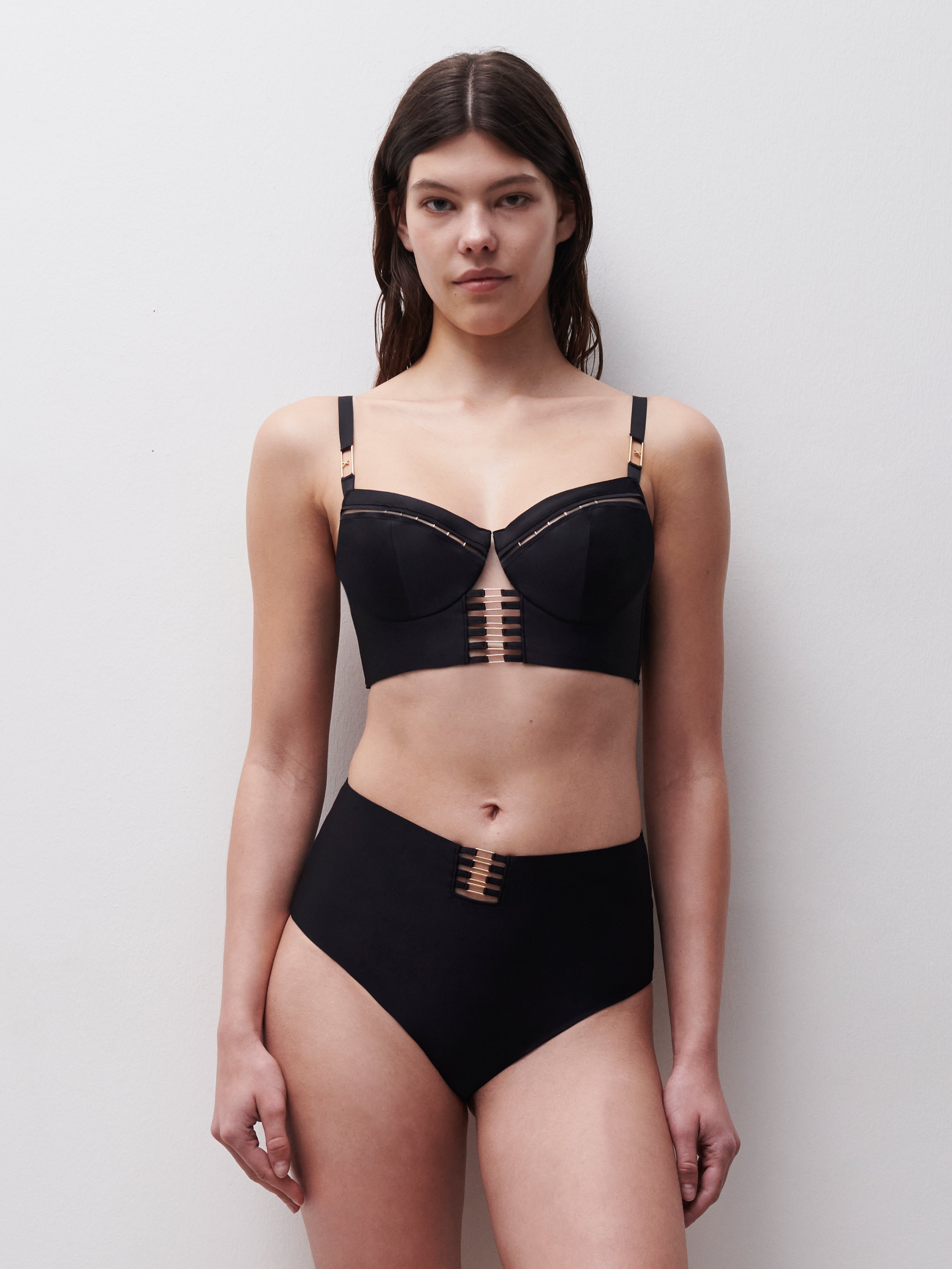 High-waisted lace panties CHANTELLE X Black