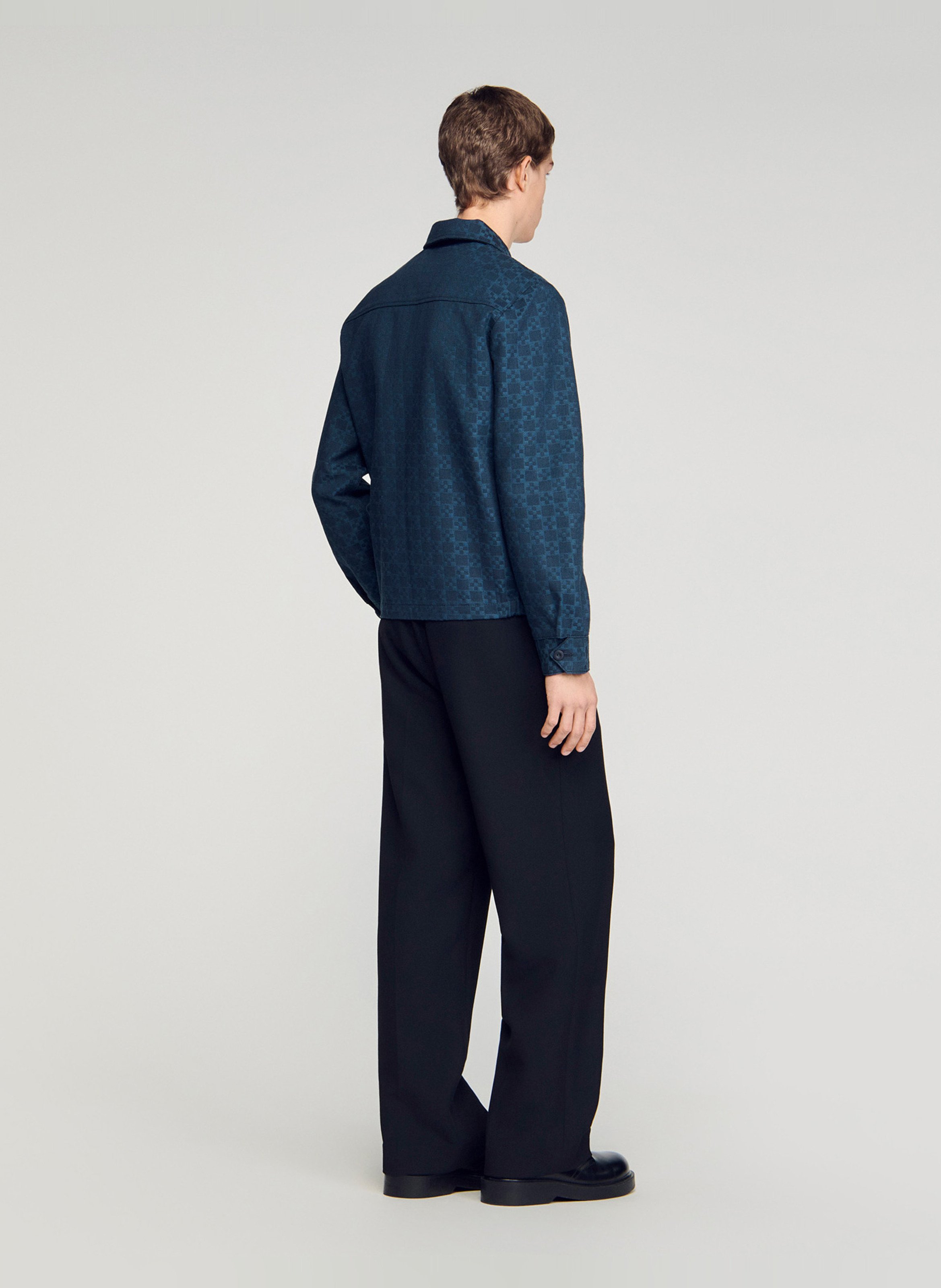 Blouson zippé à motifs en coton SANDRO Bleu