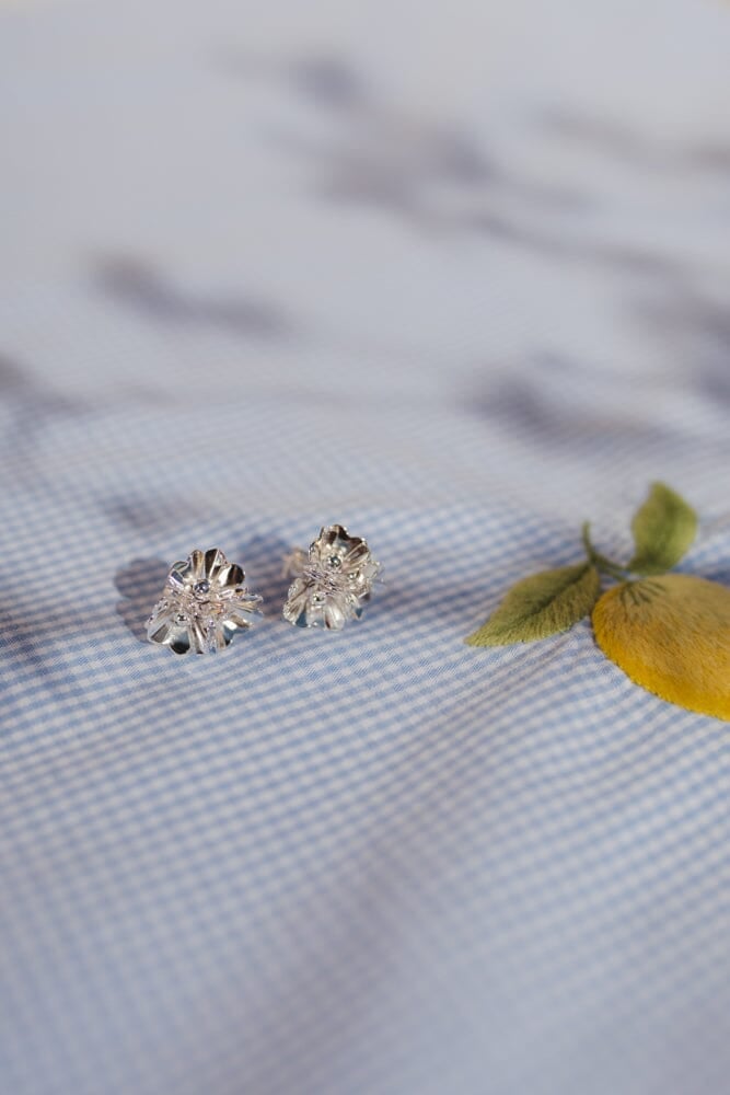 Gold-plated trio flower stud earrings Silver