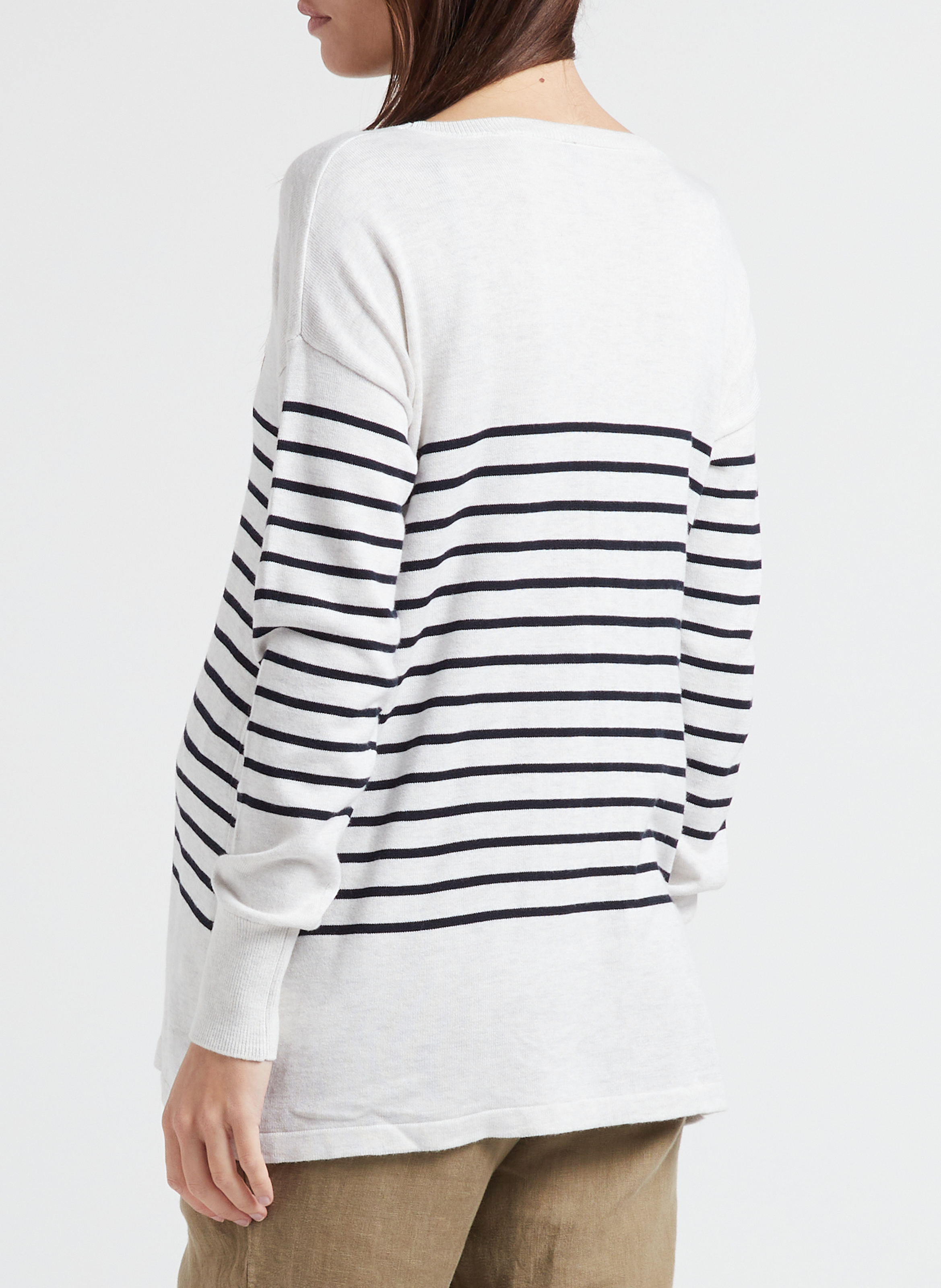 Pull col rond rayé de grossesse en coton mélangé  SERAPHINE Rayé