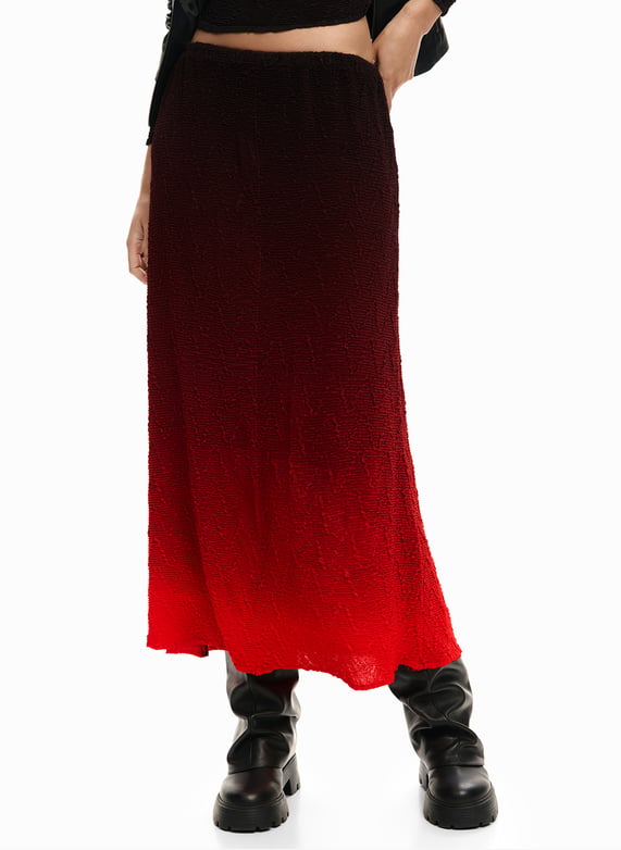 Jupe trompette rouge en satin pour femme - Taille haute - Élégante Jupe trompette rouge en satin pour femme - Taille haute - Élégante