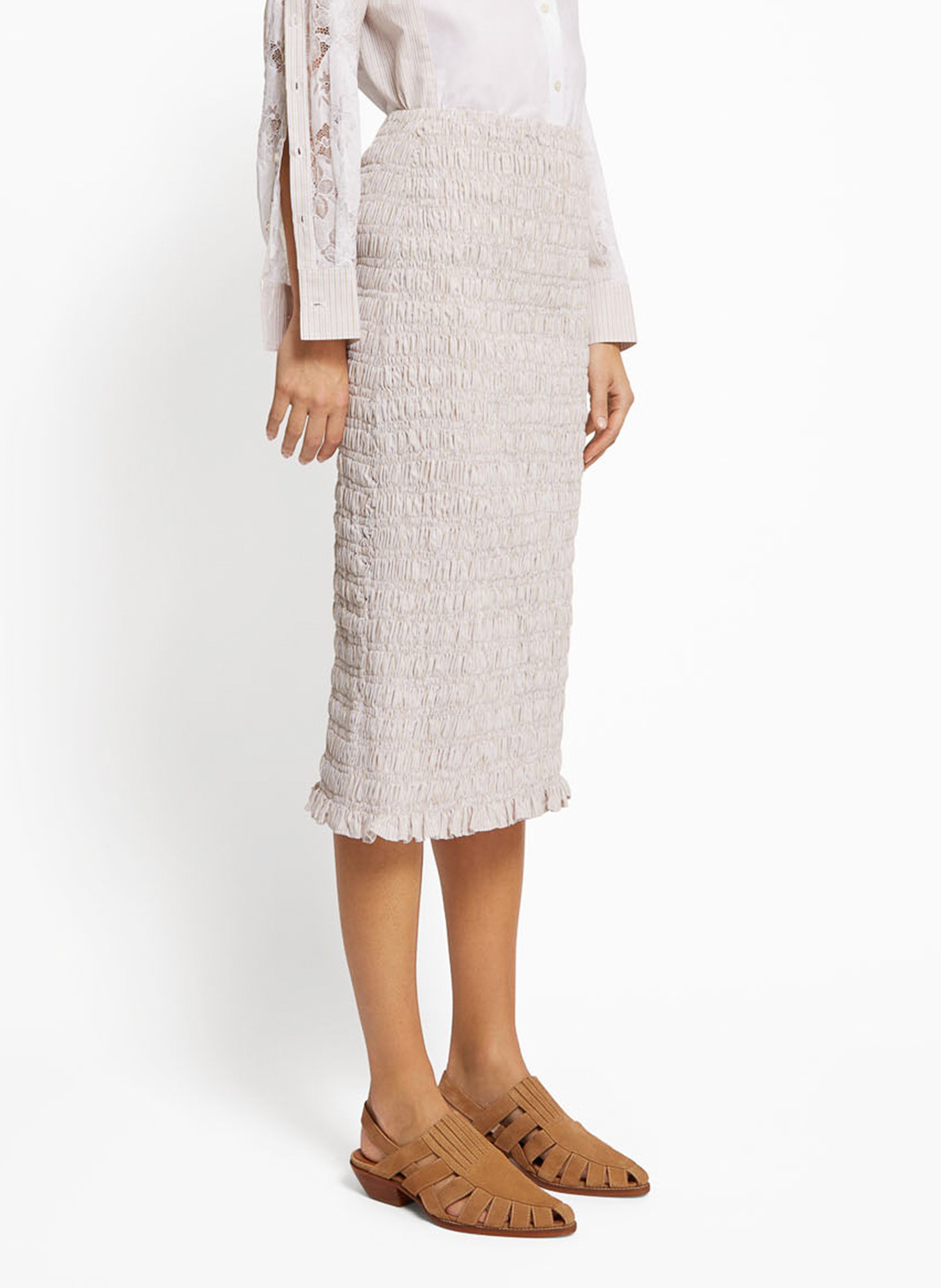 Rok met smokwerk in midi-lengte ROSEANNA