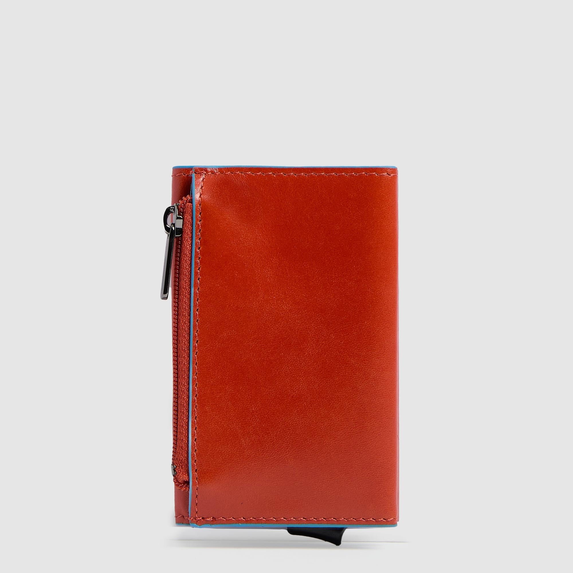 Compact wallet with pop-up card holder, coin pocket, and RFID protection Brown