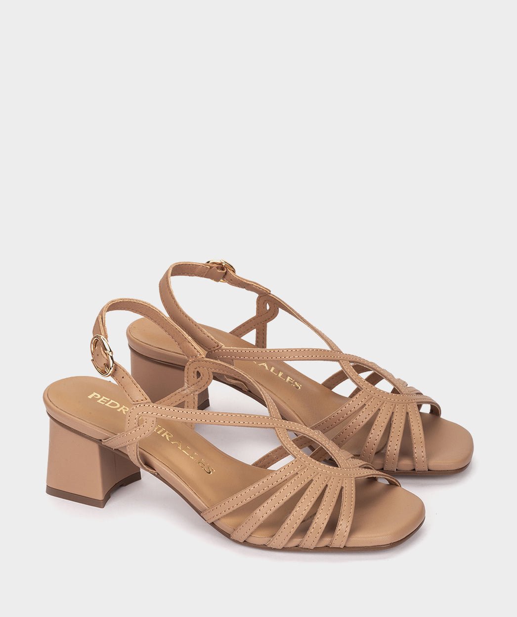 Brown metallic leather high heel sandals. PEDRO MIRALLES Brown