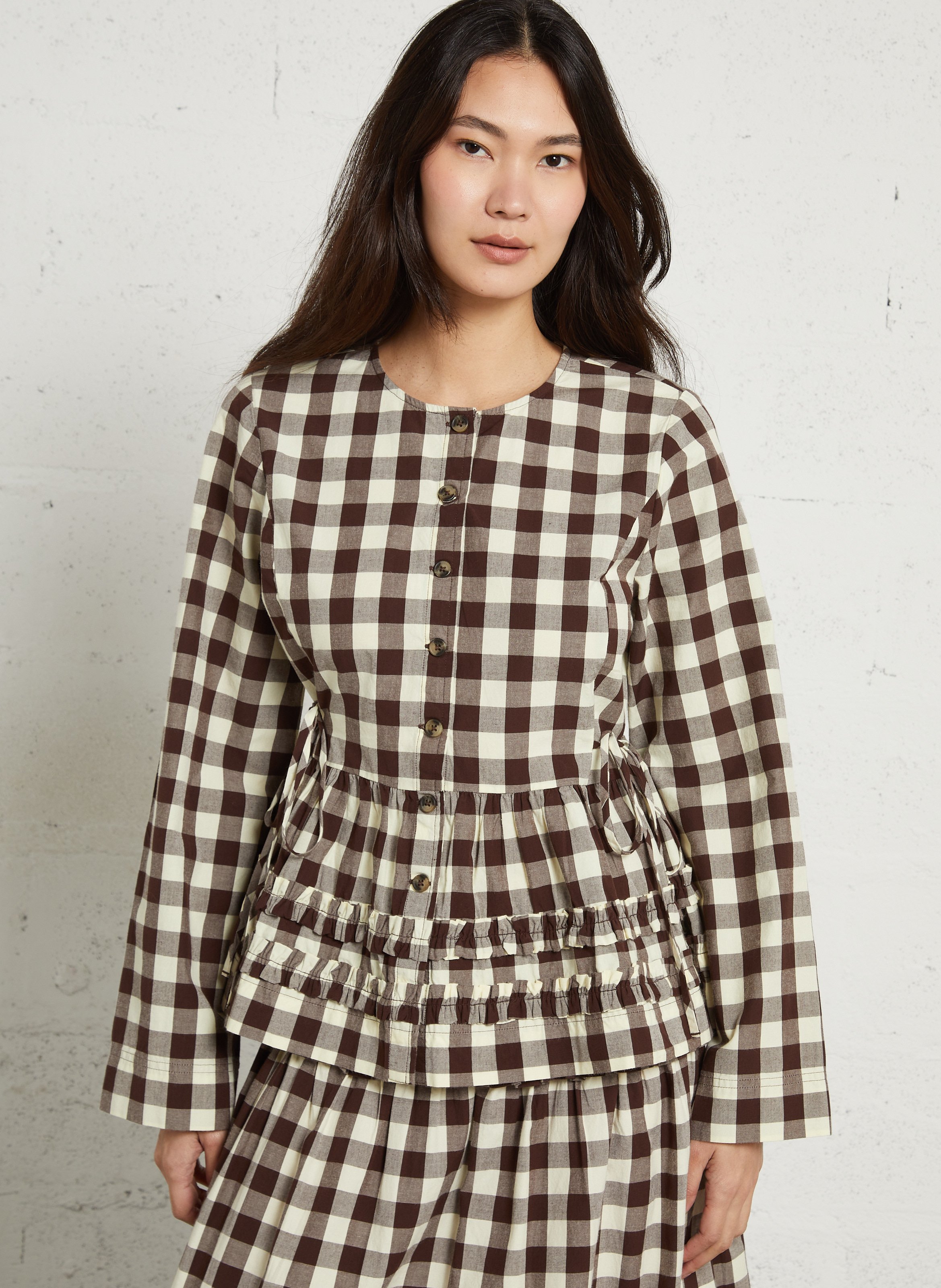 Denim-Top mit Rundhalsausschnitt DAMSON MADDER Beige