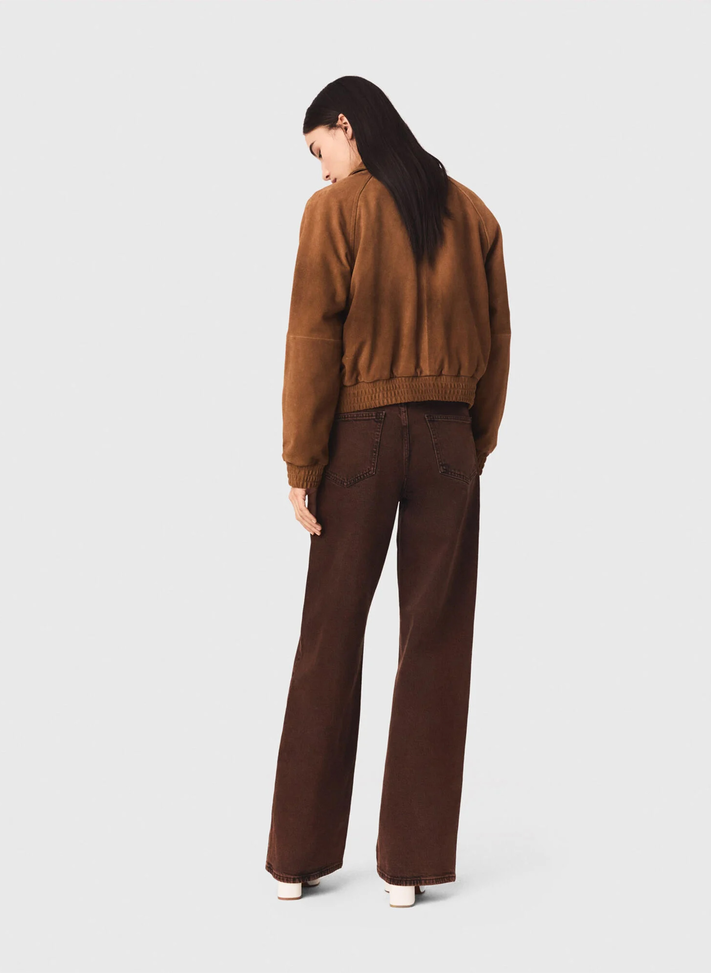 Jean droit en coton mélangé MAJE Marron