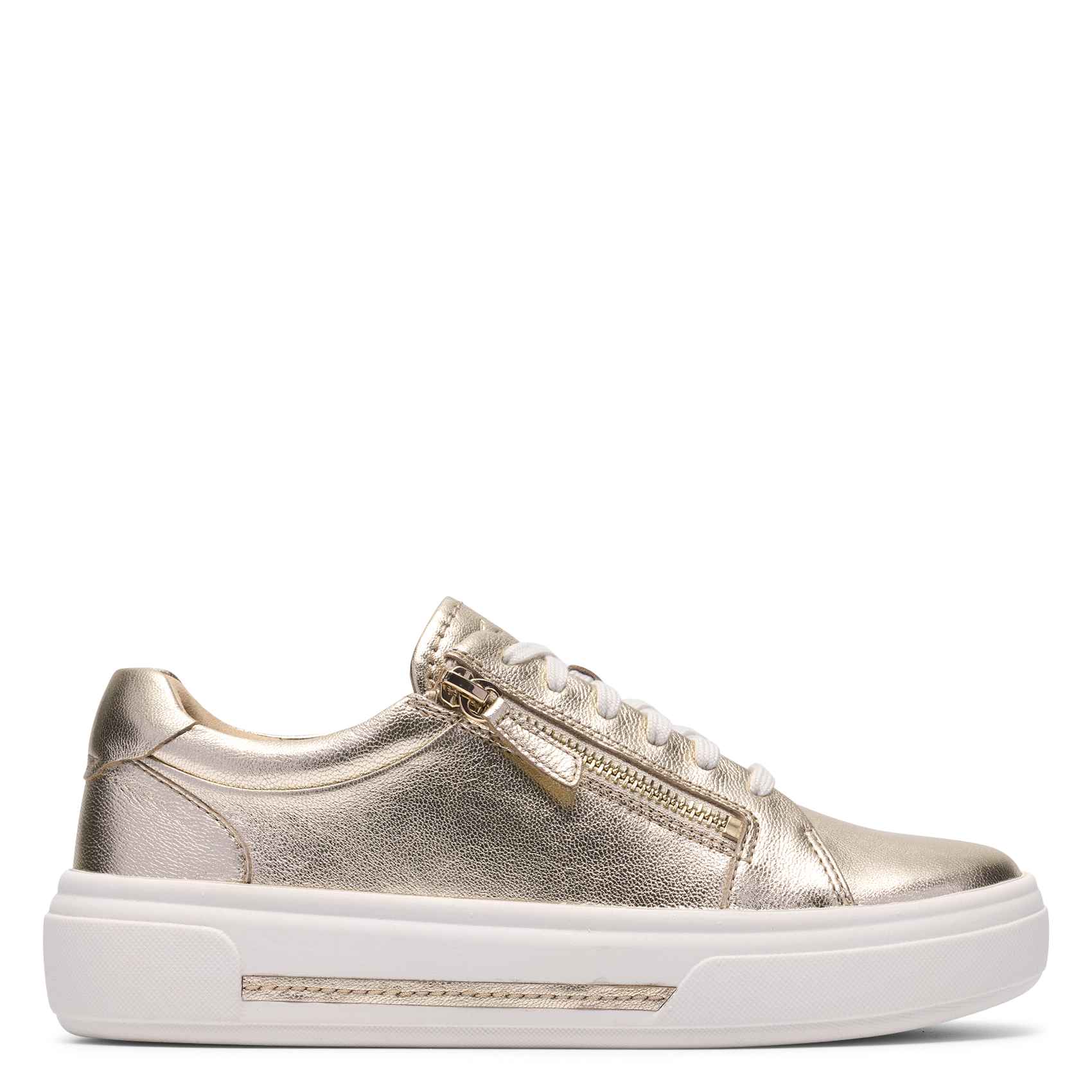 Low metallic leather trainers CLARKS Golden