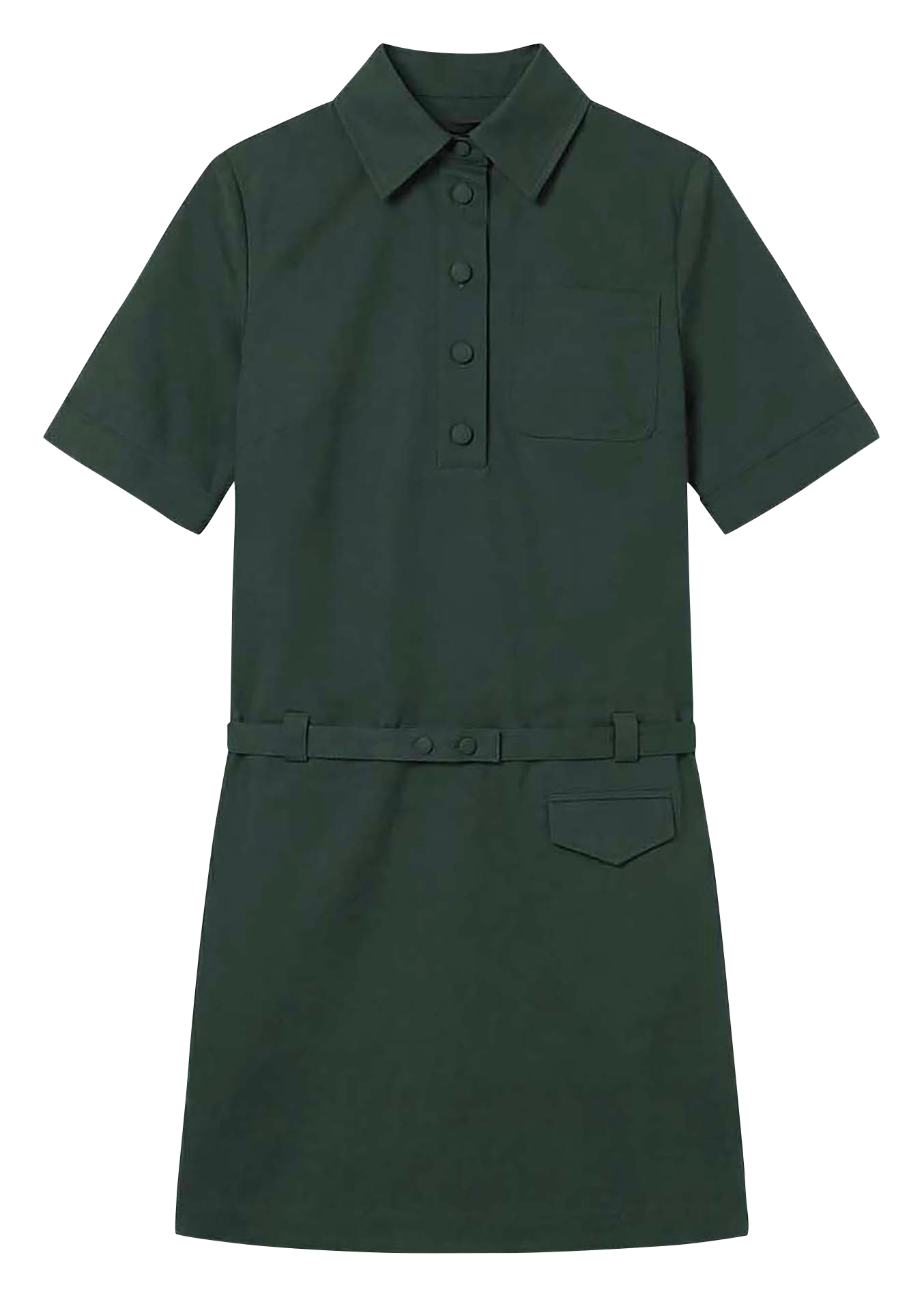 Ausgestelltes Baumwoll-Kurzkleid mit klassischem Kragen TARA JARMON Grun