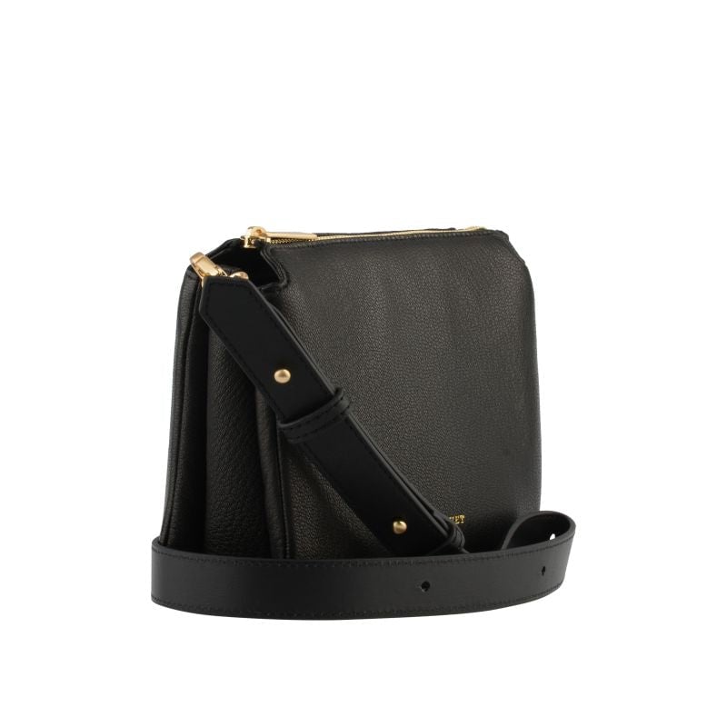 Goatskin leather shoulder bag Black