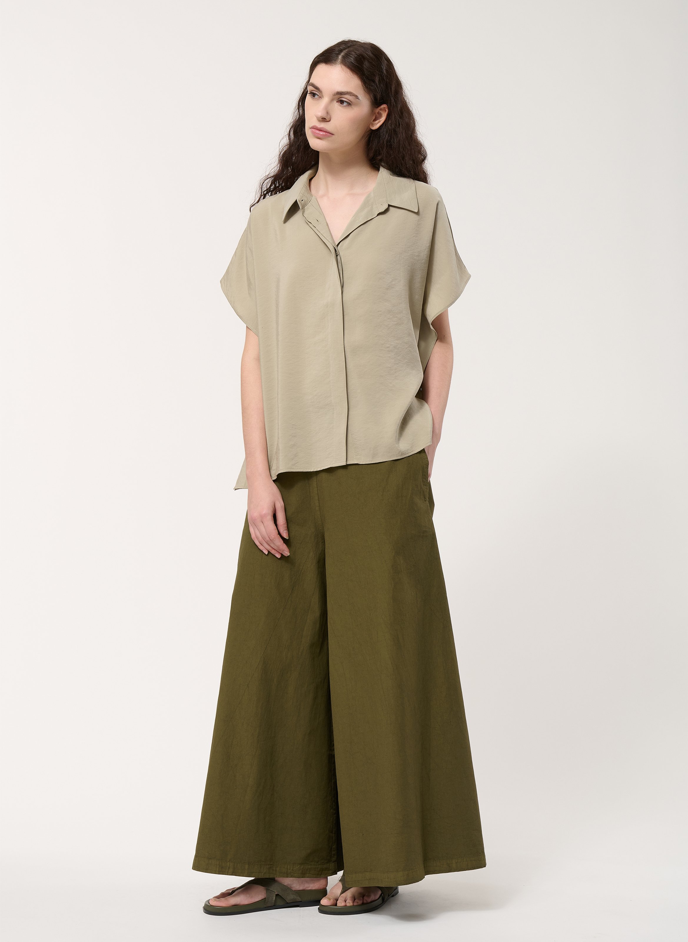 Wide-leg organic cotton pants HUMILITY Green