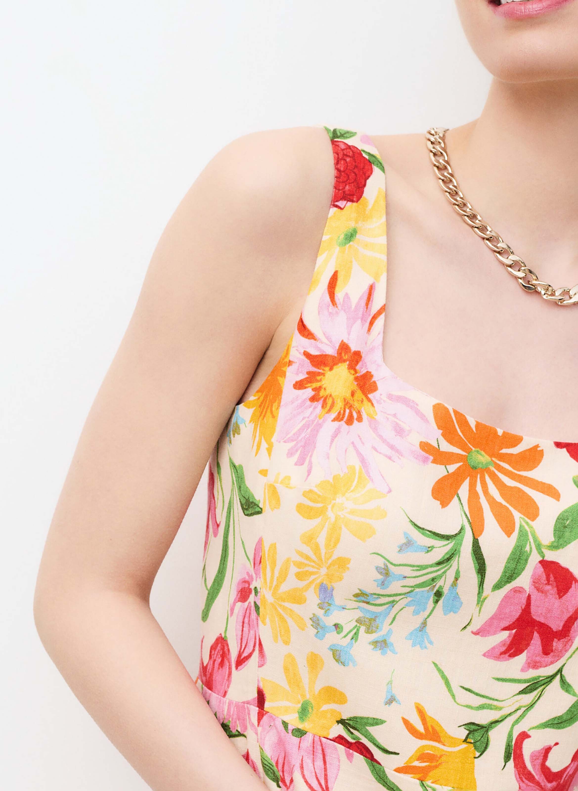 Robe courte col carré  CAROLL Beige