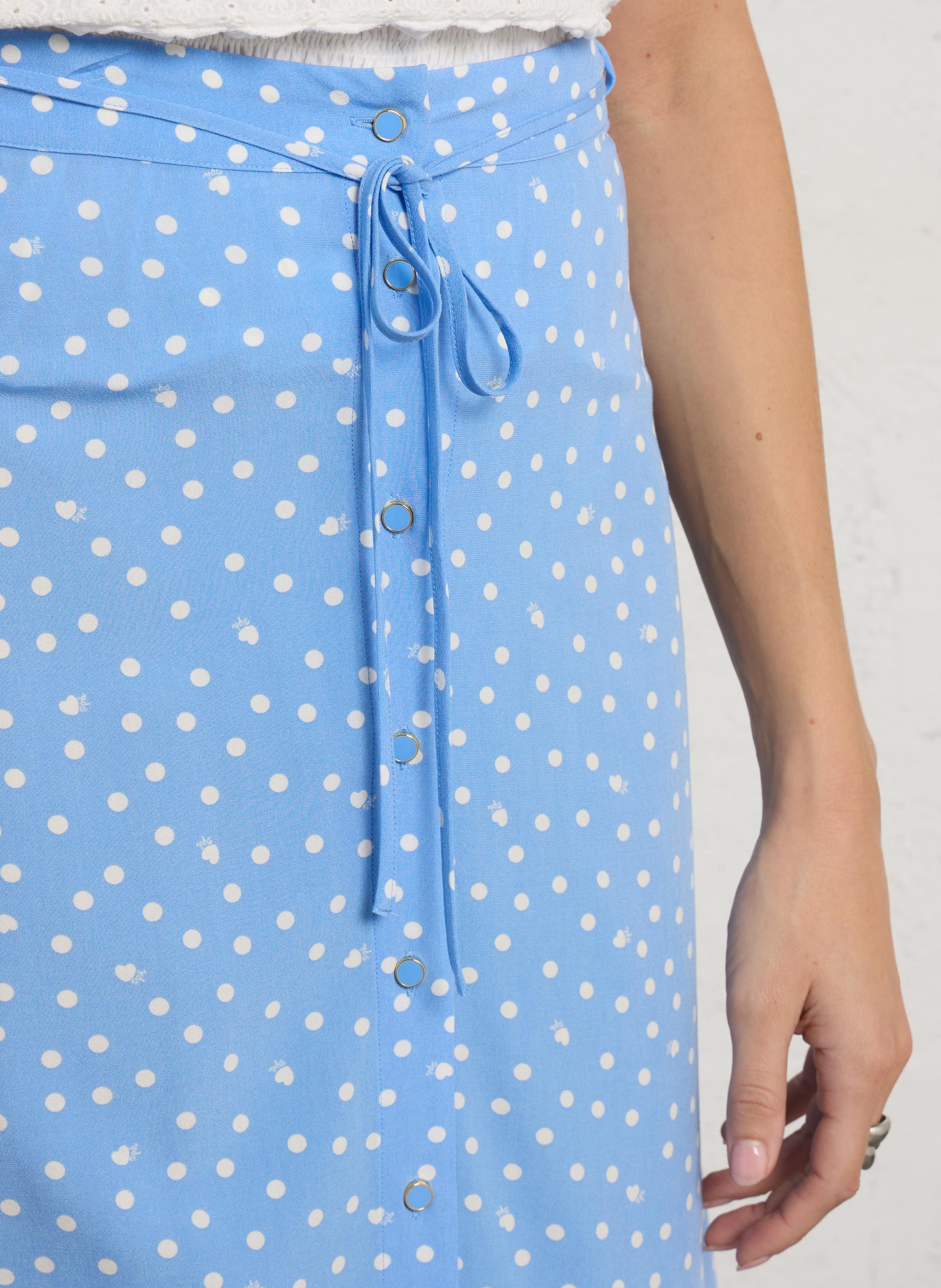 Ausgestellter Rock mit Punkten DES PETITS HAUTS Blau