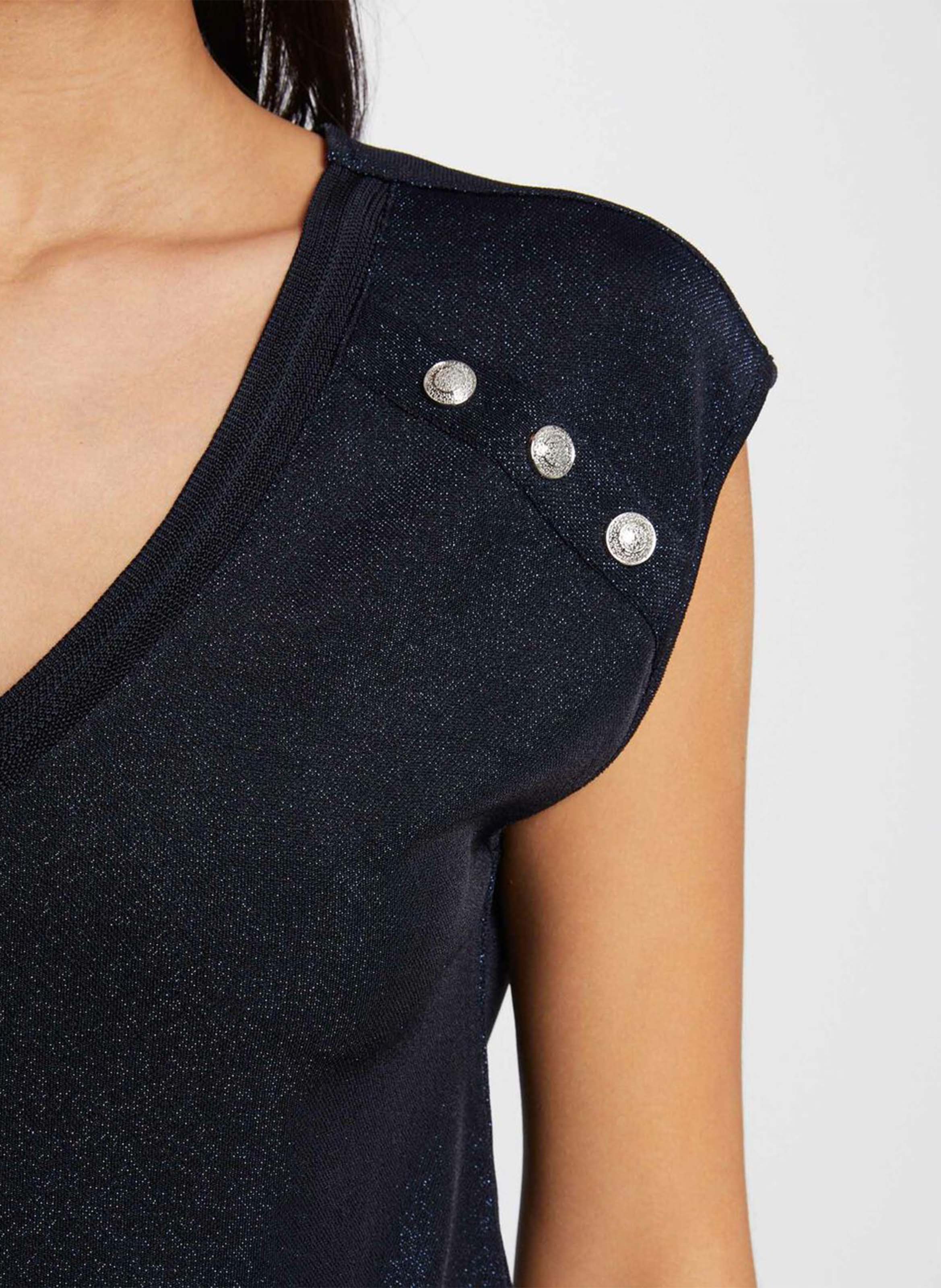 Glanzend T-shirt met V-hals MORGAN Blauw