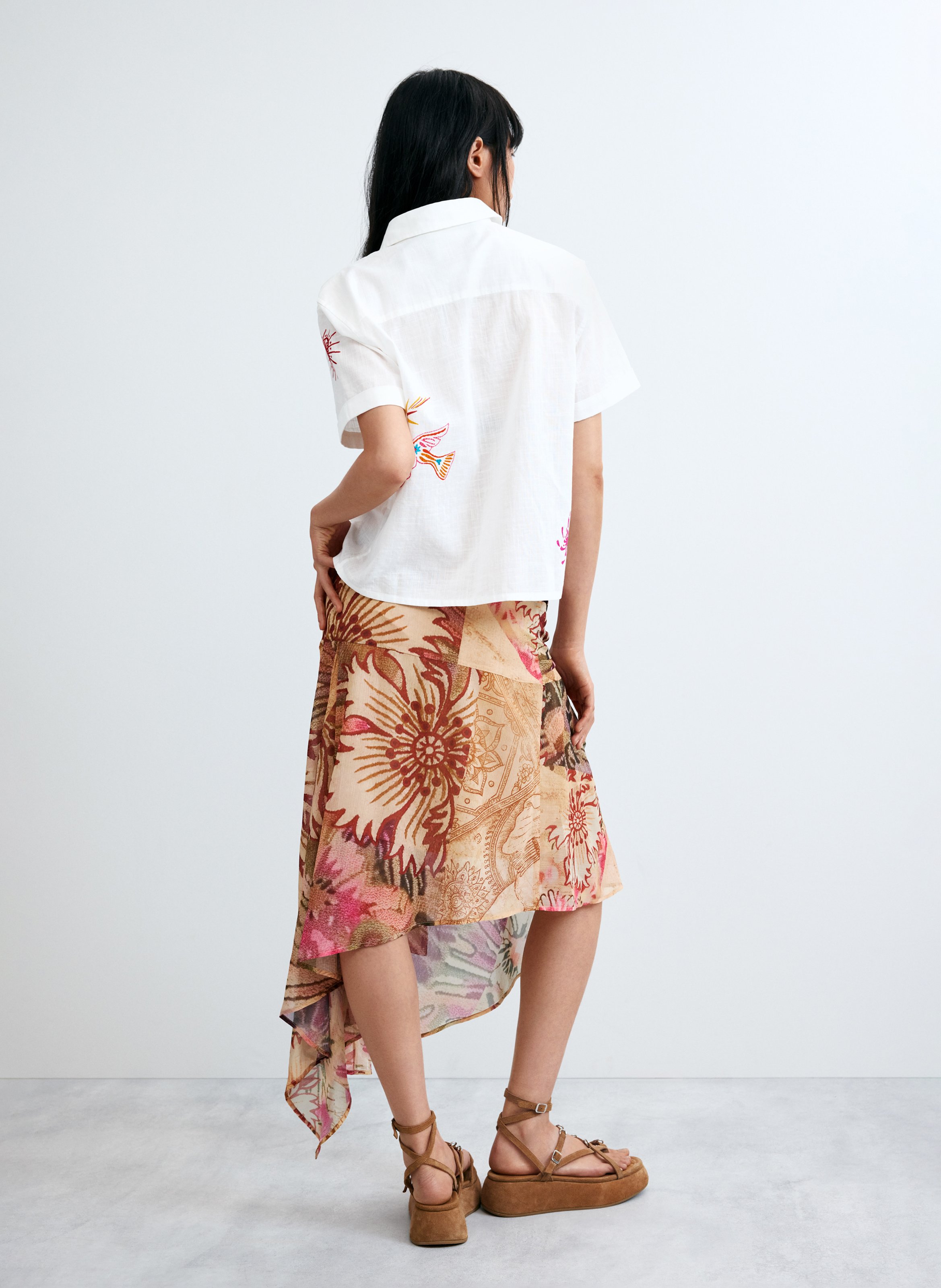 Robe midi asymétrique DESIGUAL Marron