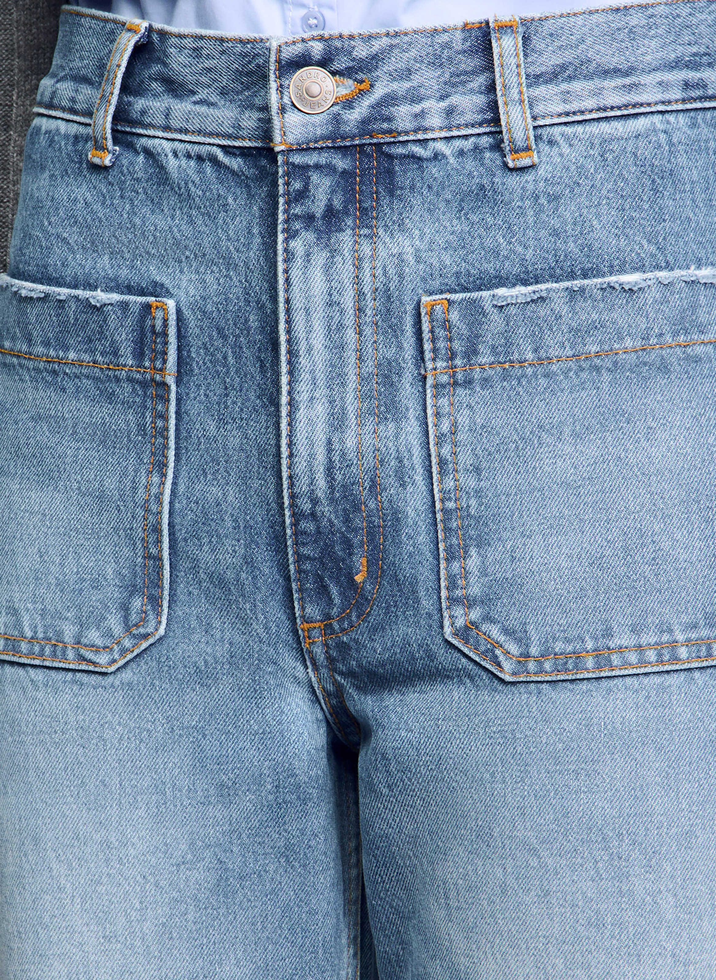 Katoenen jeans met wijd uitlopende pijpen SANDRO Blauw