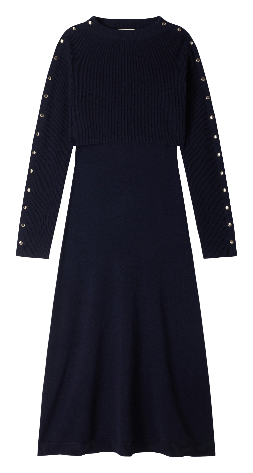 Robe ample col rond en laine et cachemire | Bleu SANDRO Femme