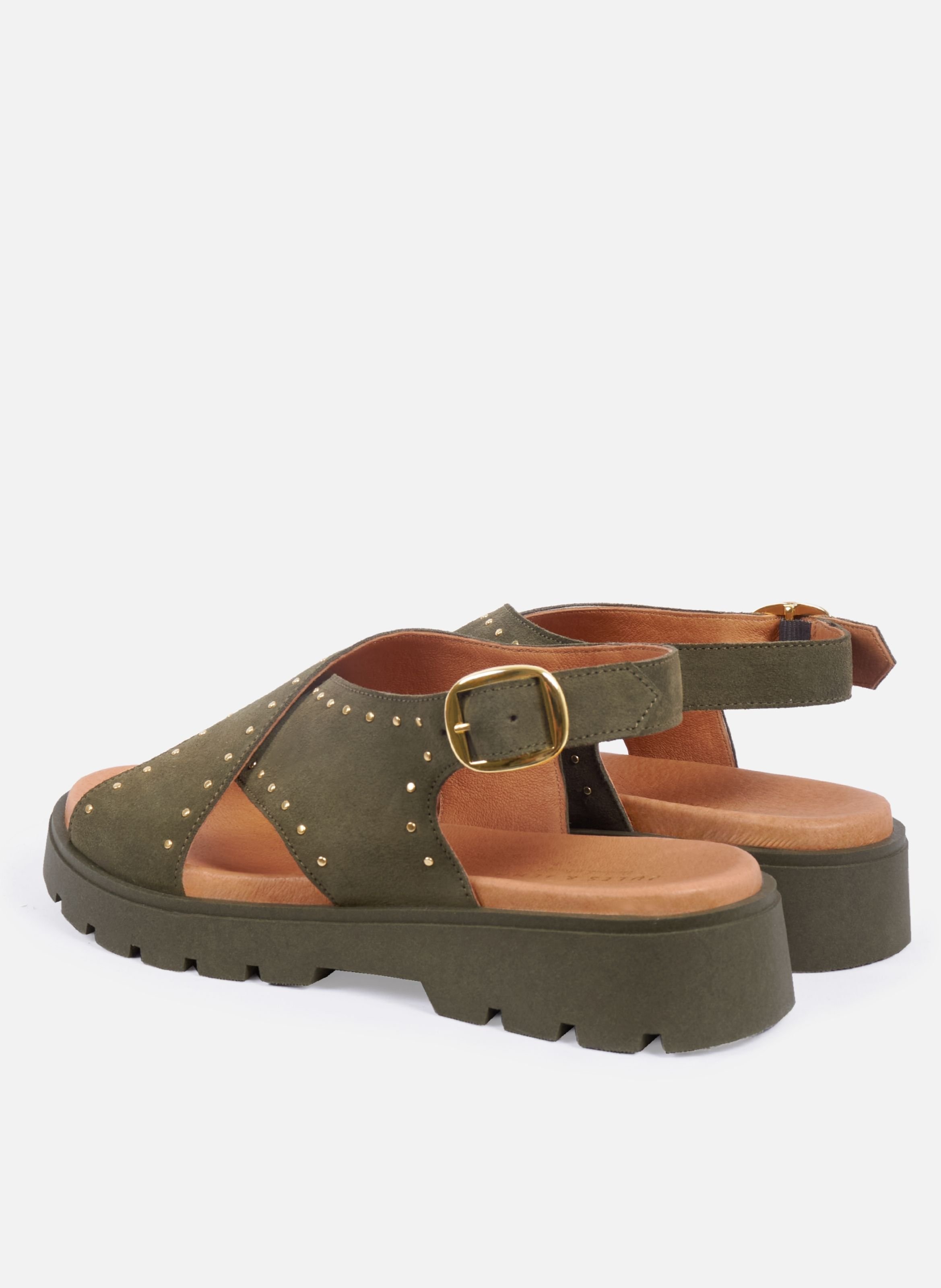 Sandals rubber lou leather suede JULES & JENN Khaki