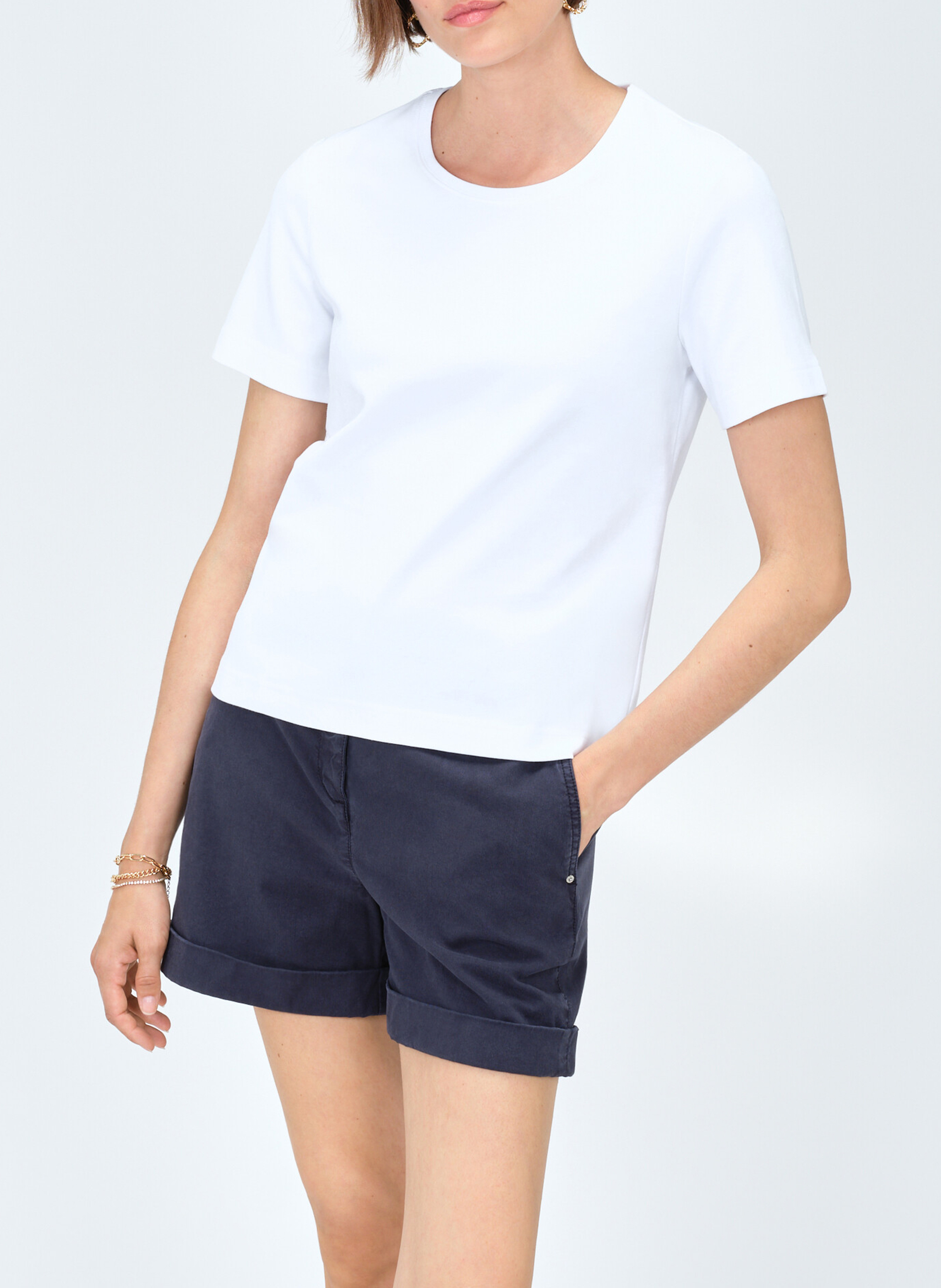 Baumwoll-Pullover mit Rundhalsausschnitt CAROLL Weiss