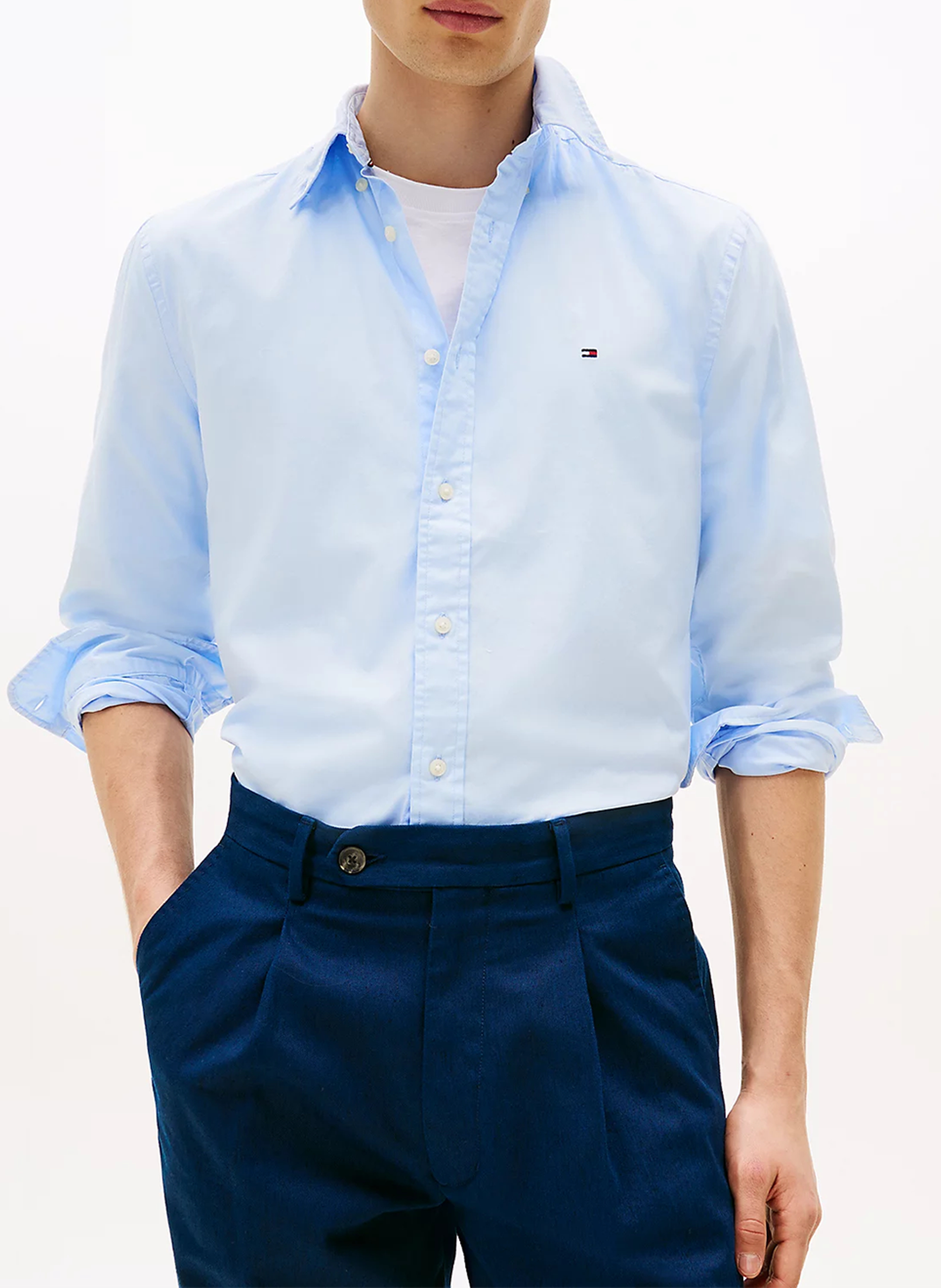 Gerade geschnittenes Hemd mit Knopfleiste aus Baumwolle TOMMY HILFIGER Blau