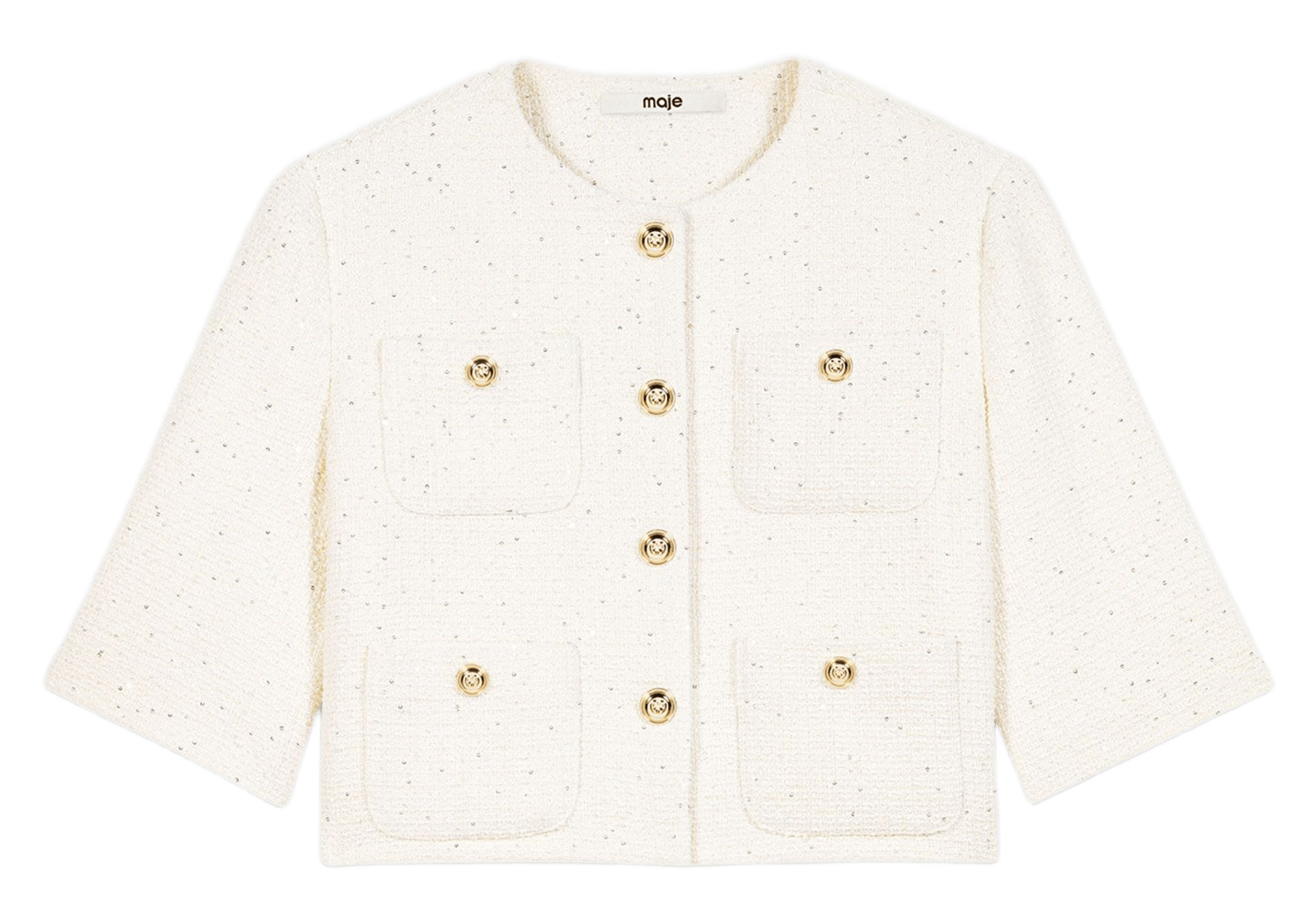 Veste courte en coton mélangé MAJE Beige