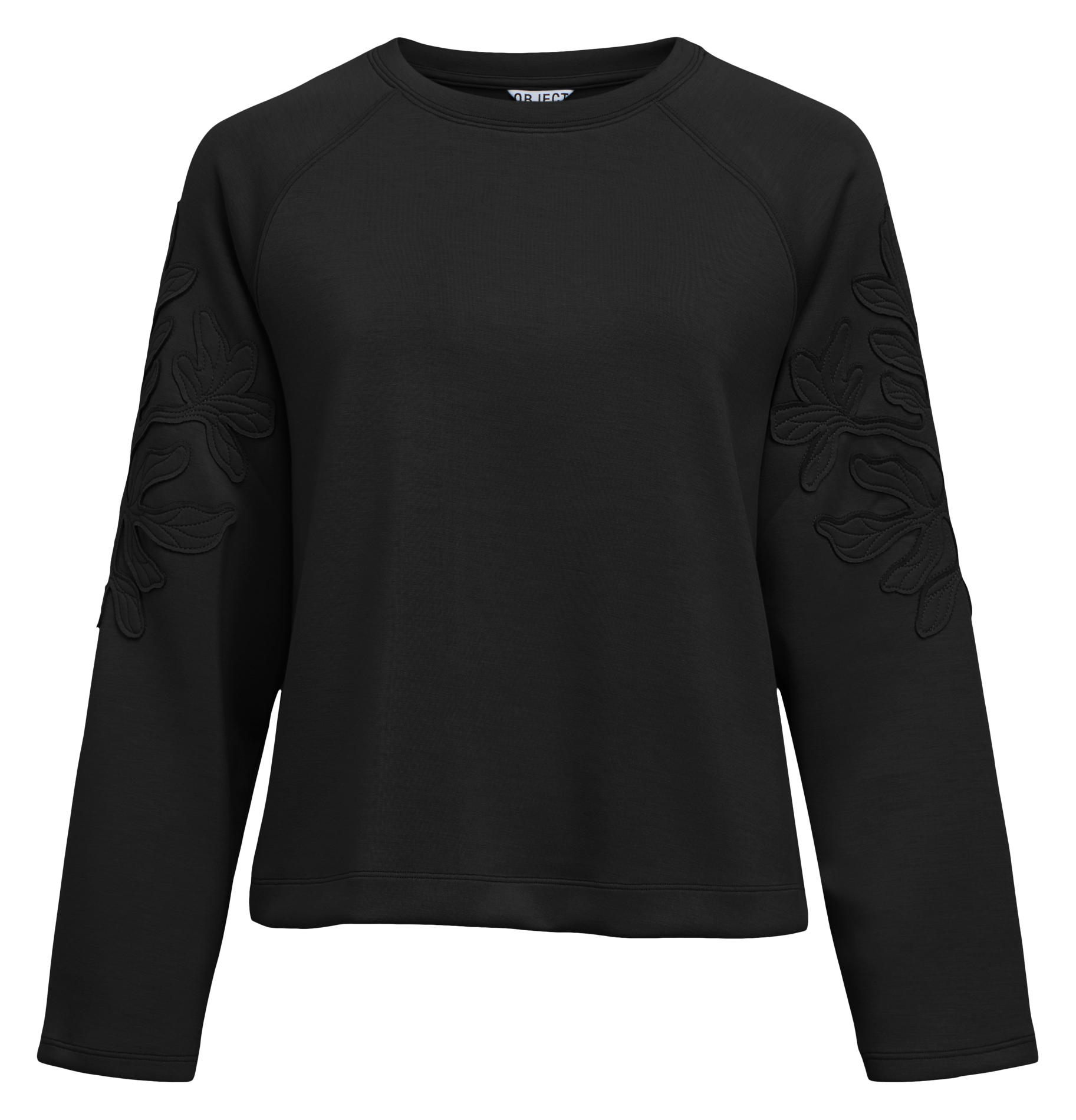 T-Shirt mit bestickten Ärmeln OBJECT Schwarz