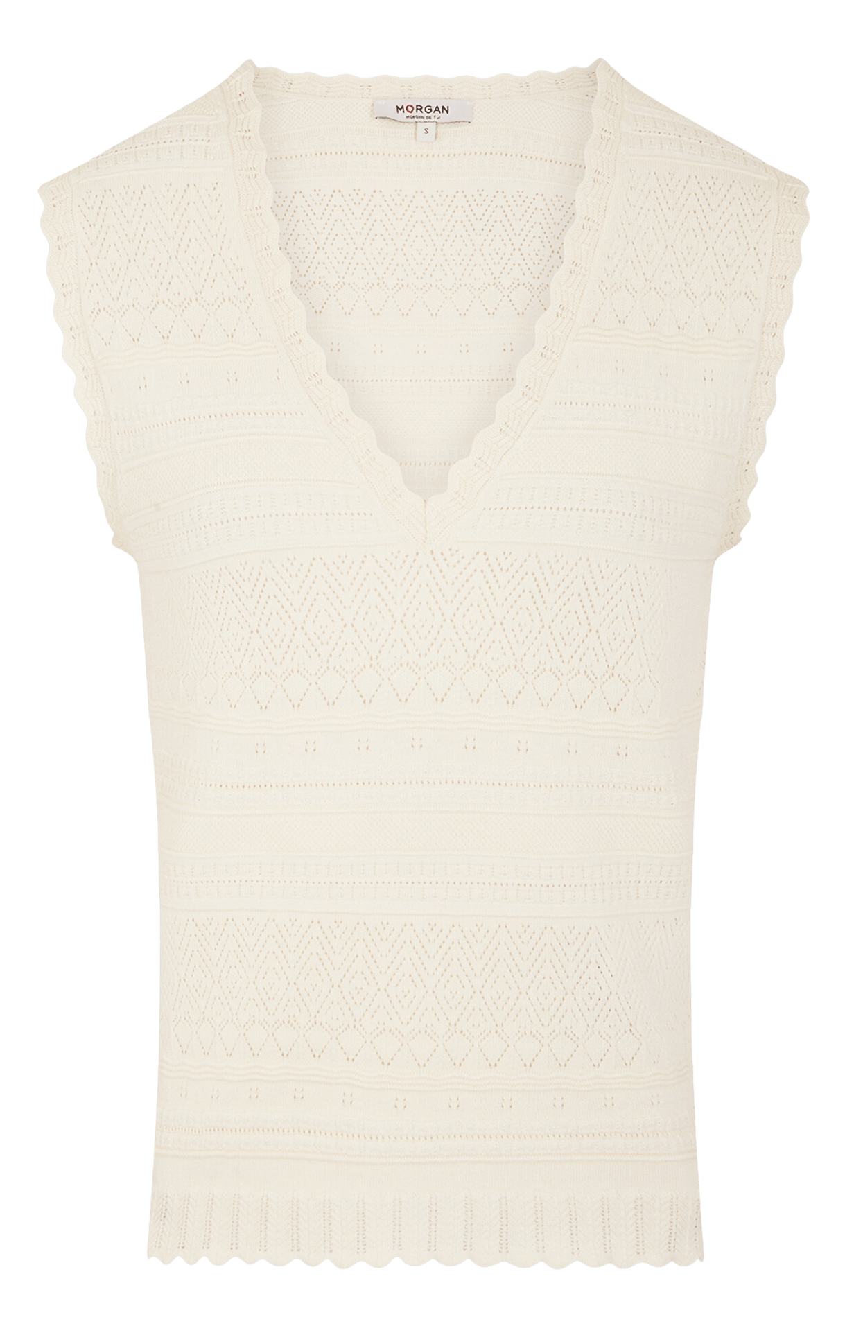 Eng anliegender V-Ausschnitt-Pullover MORGAN Beige