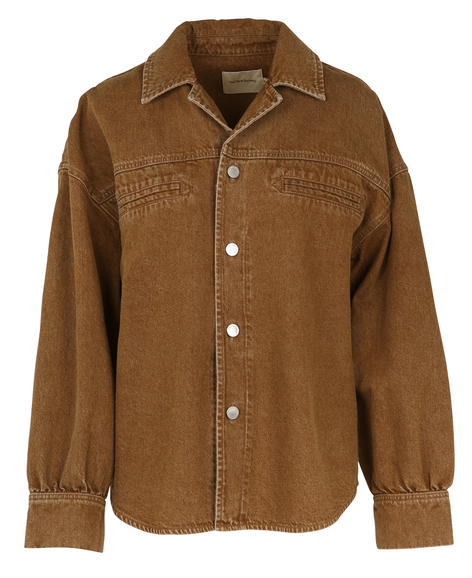 Oversized jas met klassieke kraag van katoen en gerecycled katoen THE NEW SOCIETY Bruin