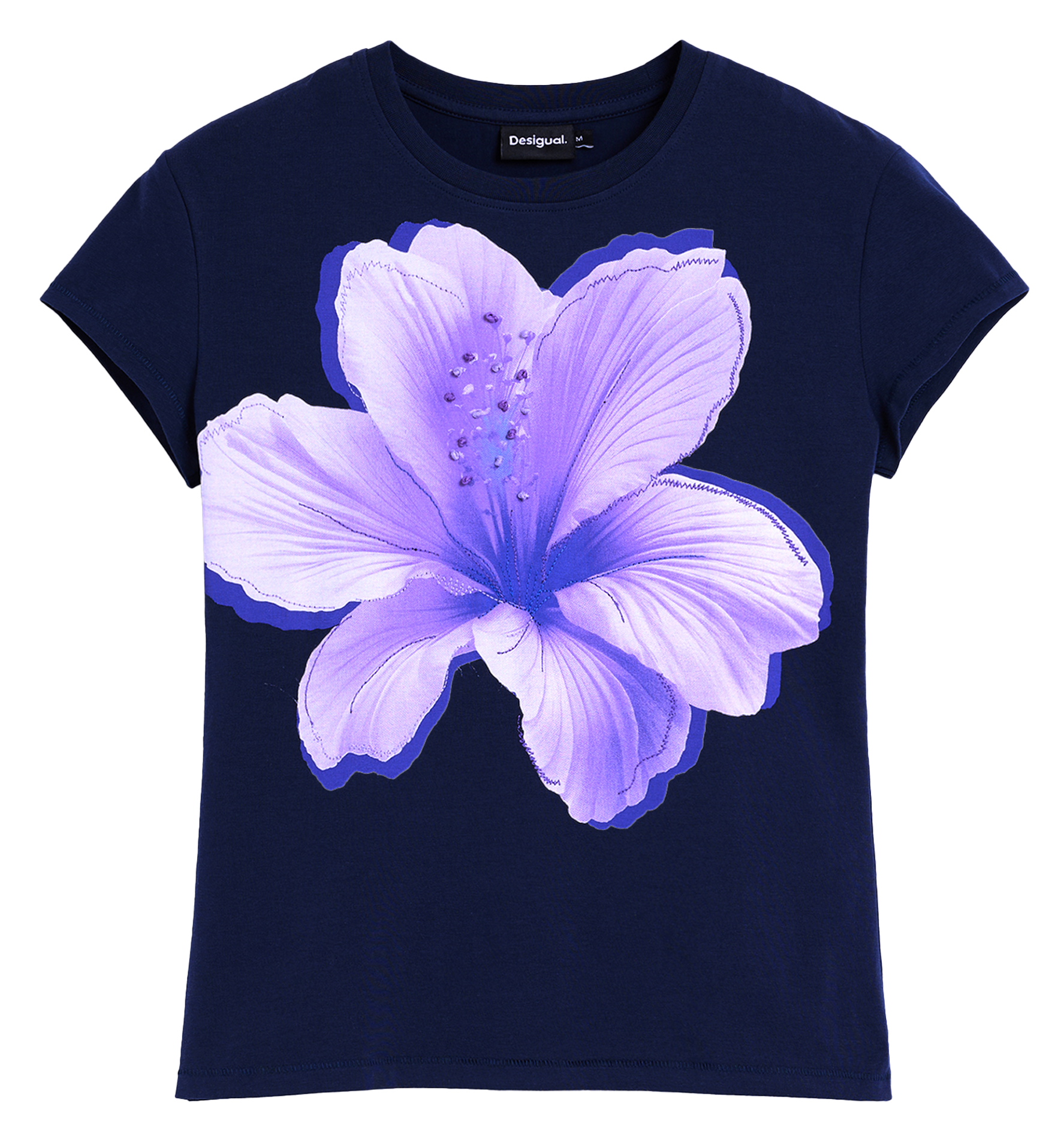 T-shirt met ronde hals en print DESIGUAL Blauw