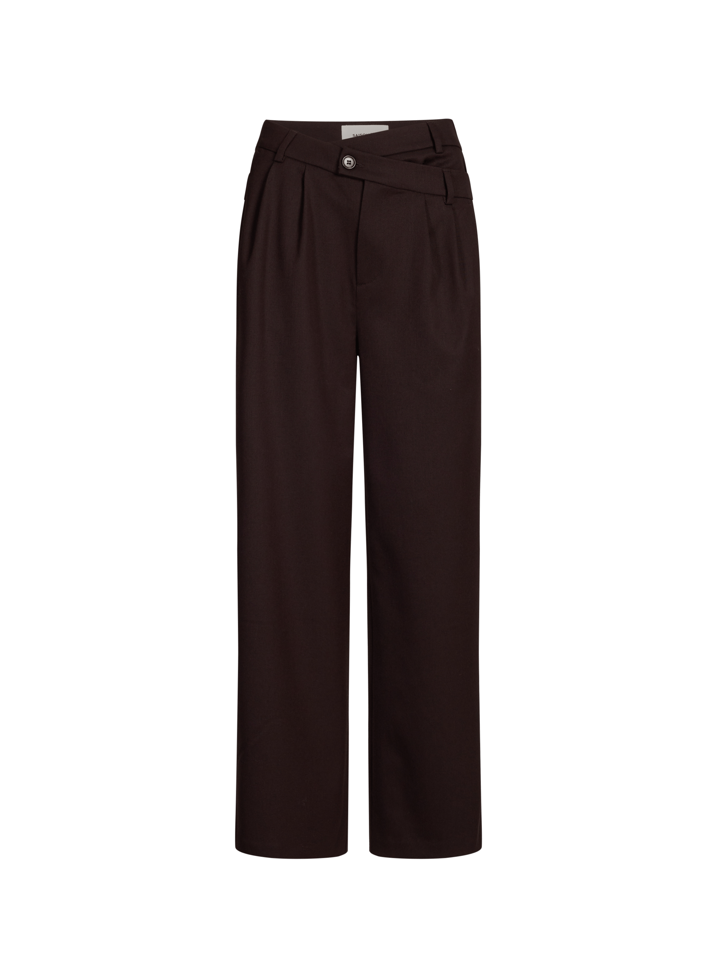 Wide-leg high-waisted wool blend pants SAISON 1865 Brown