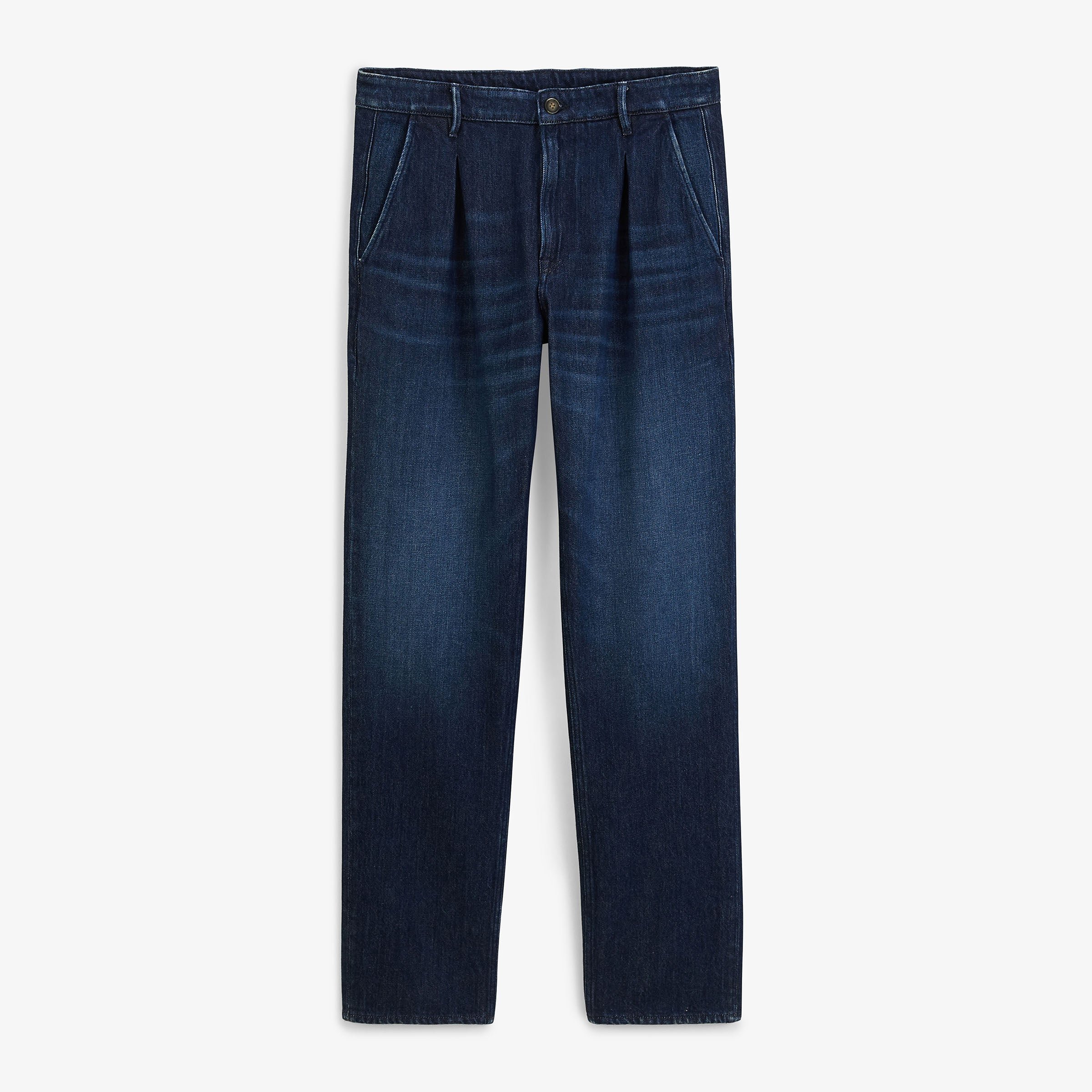 Elastic pleated cotton denim blue trousers SERGE BLANCO Blue