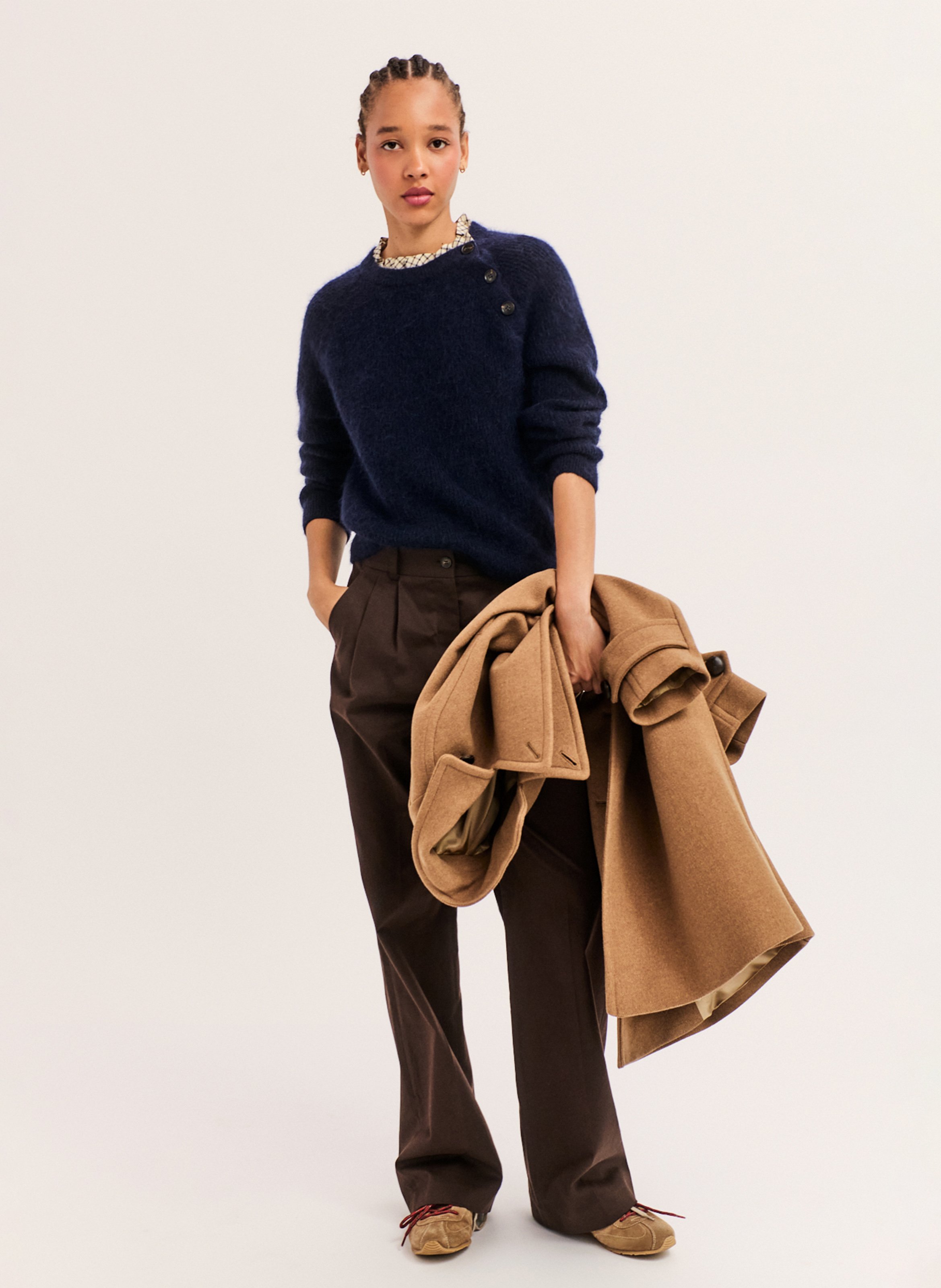 Gerade geschnittener Wollmix-Pullover PABLO Blau