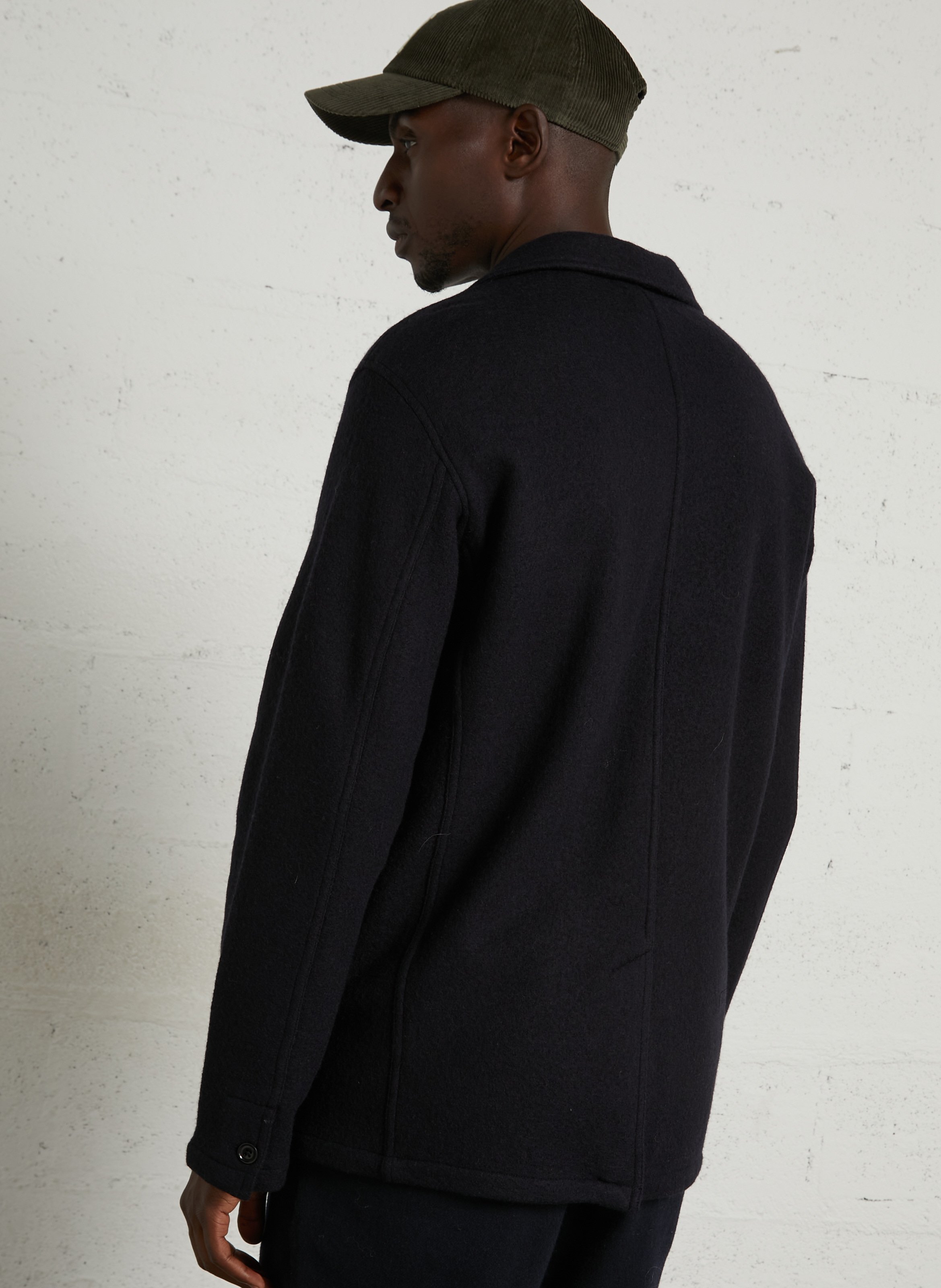Veste droite col tailleur en laine HARTFORD Bleu