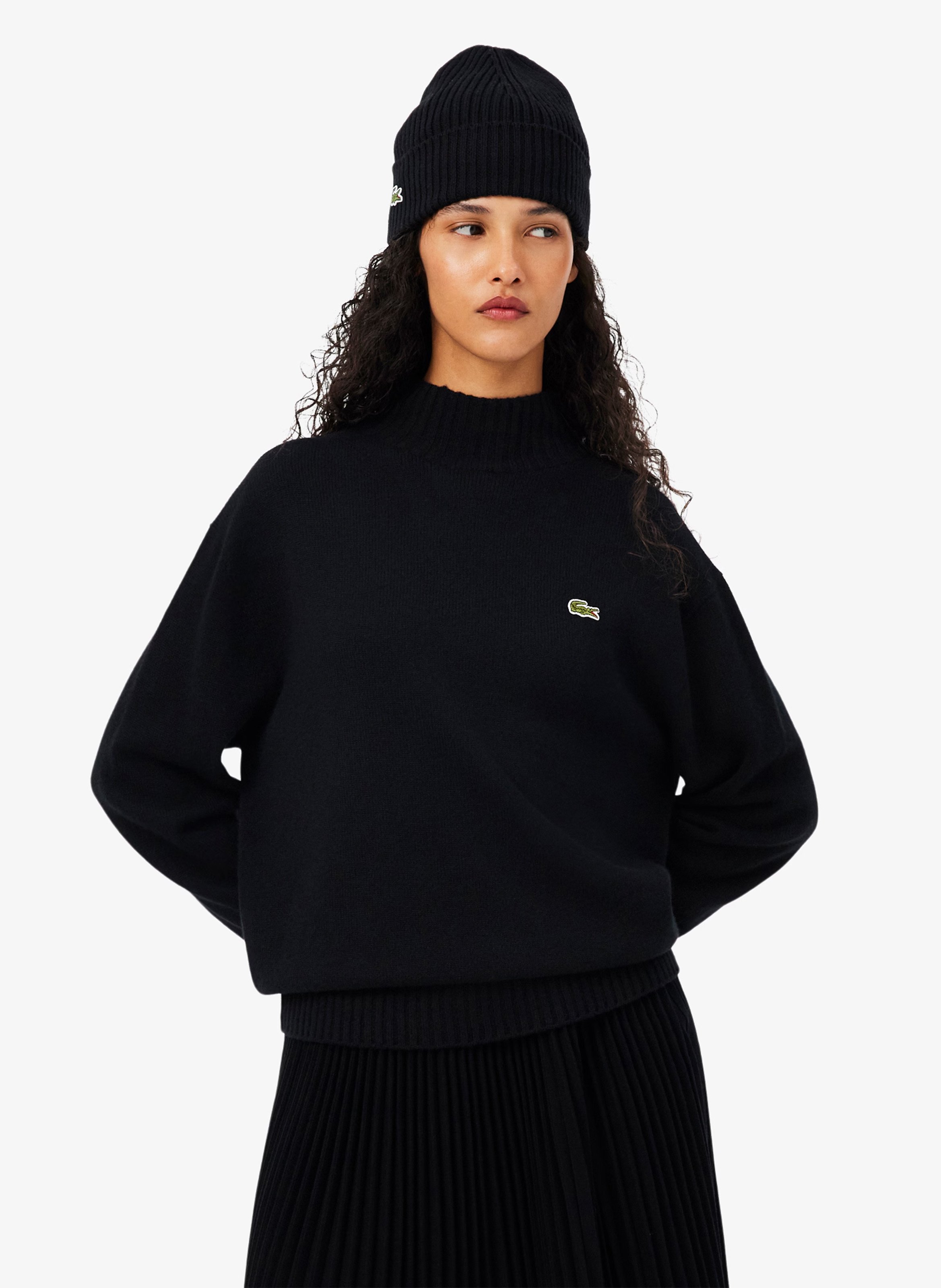 Trui van kasjmier met ronde hals LACOSTE Zwart