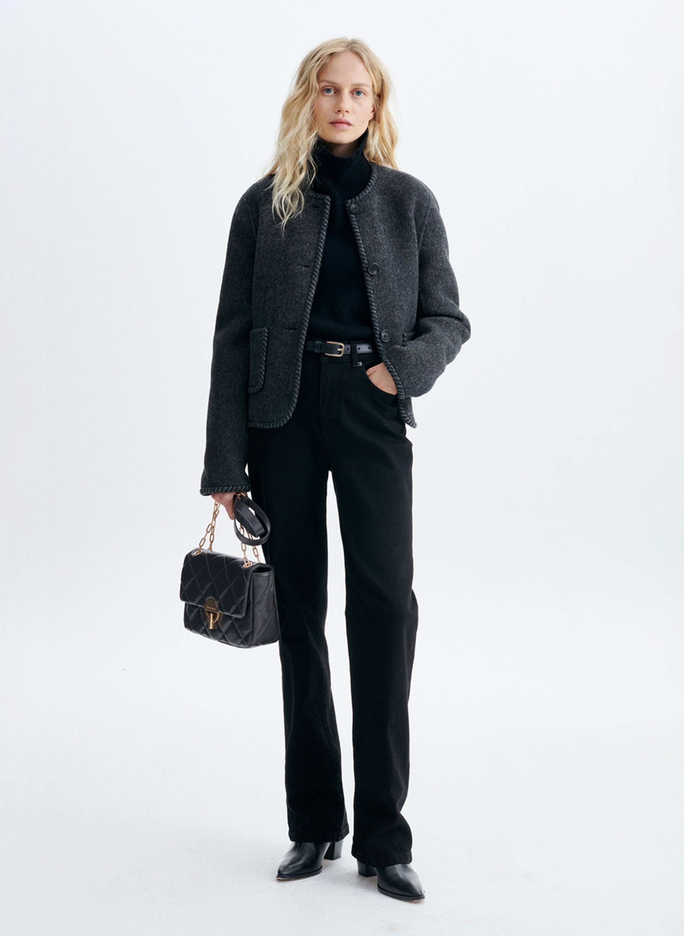 Veste col rond en laine mélangée VANESSA BRUNO Grijs
