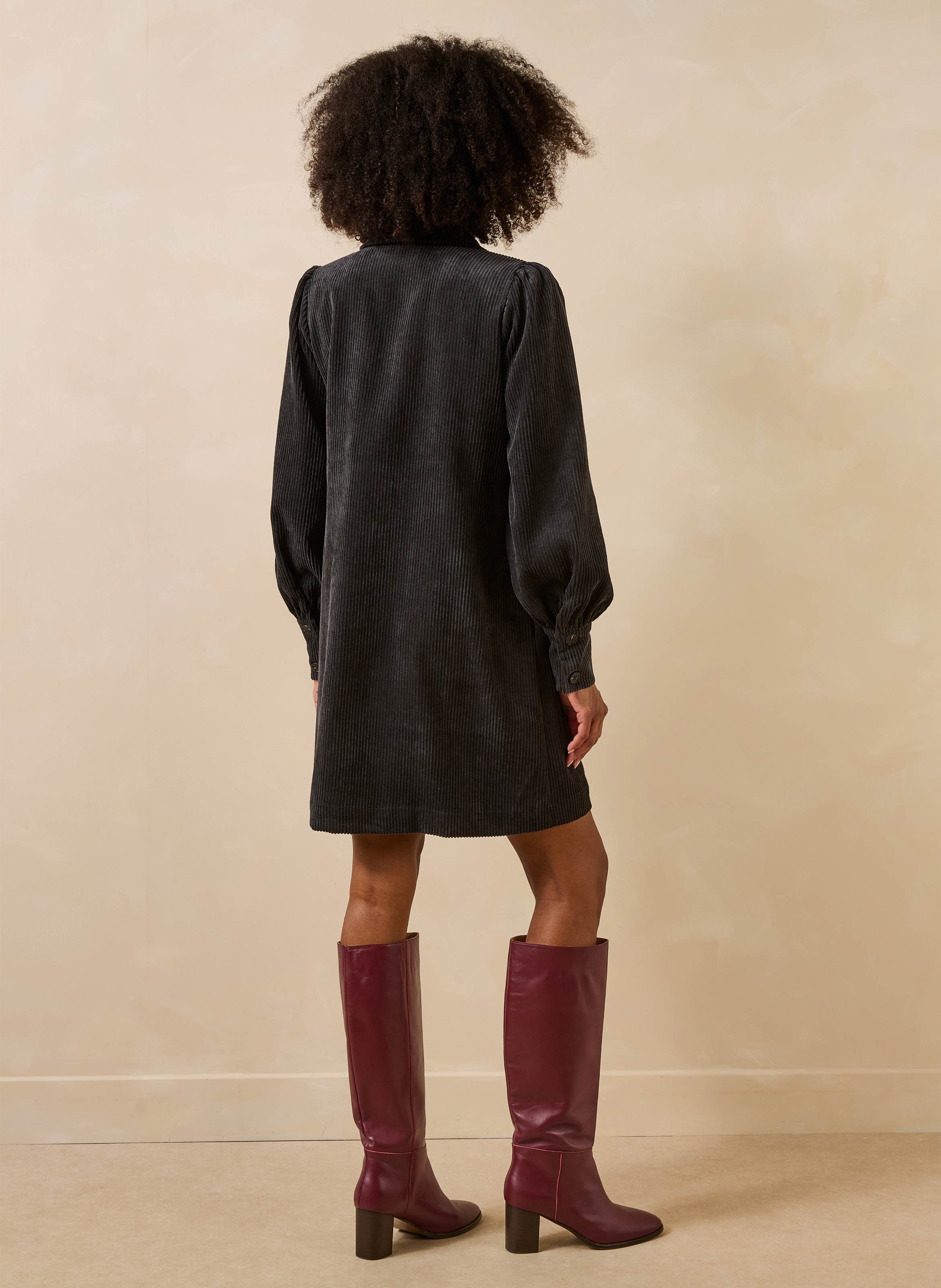 Ribbed straight short dress LA FEE MARABOUTEE Black