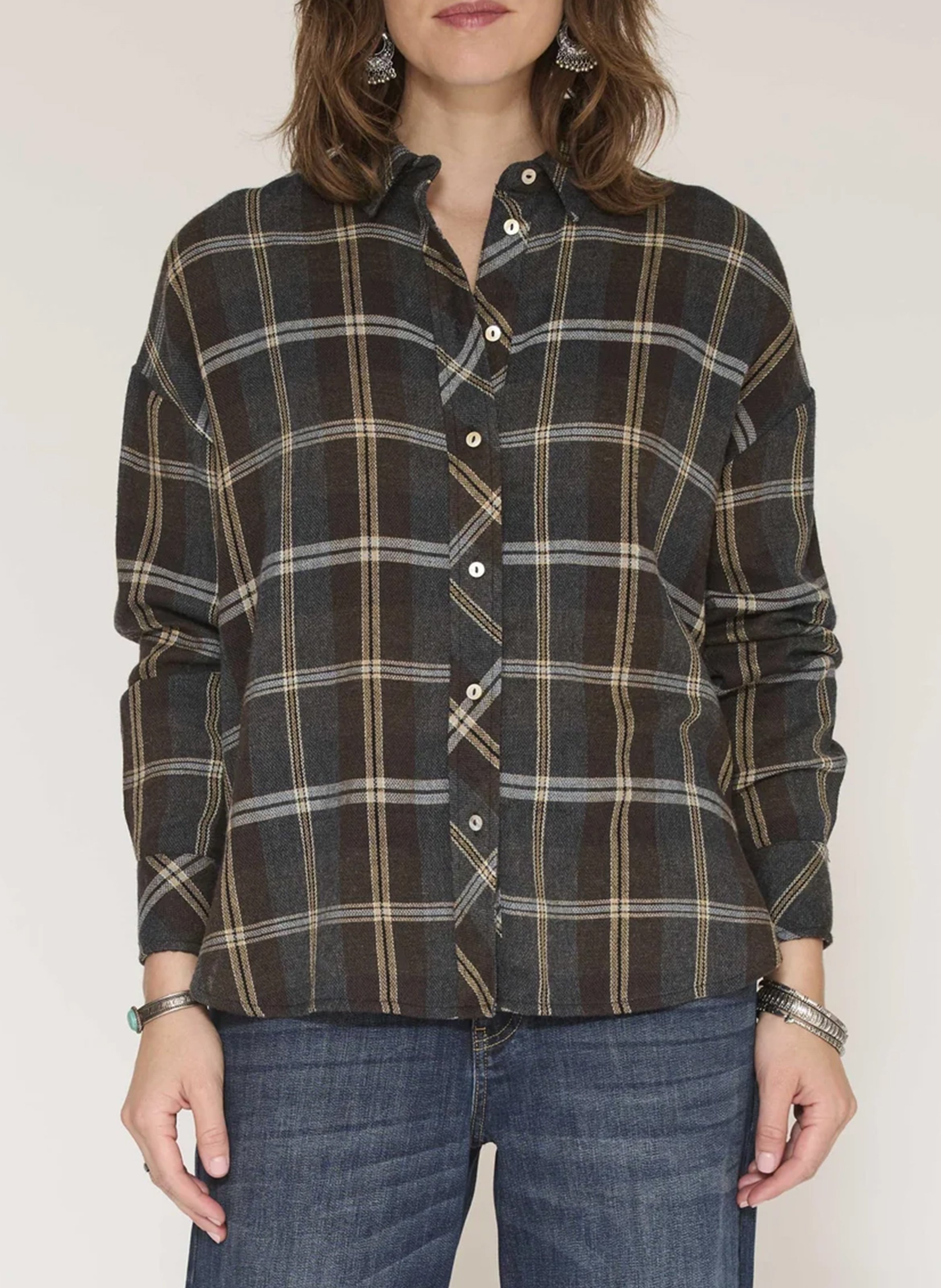 Chemise ample à carreaux MKT Bleu