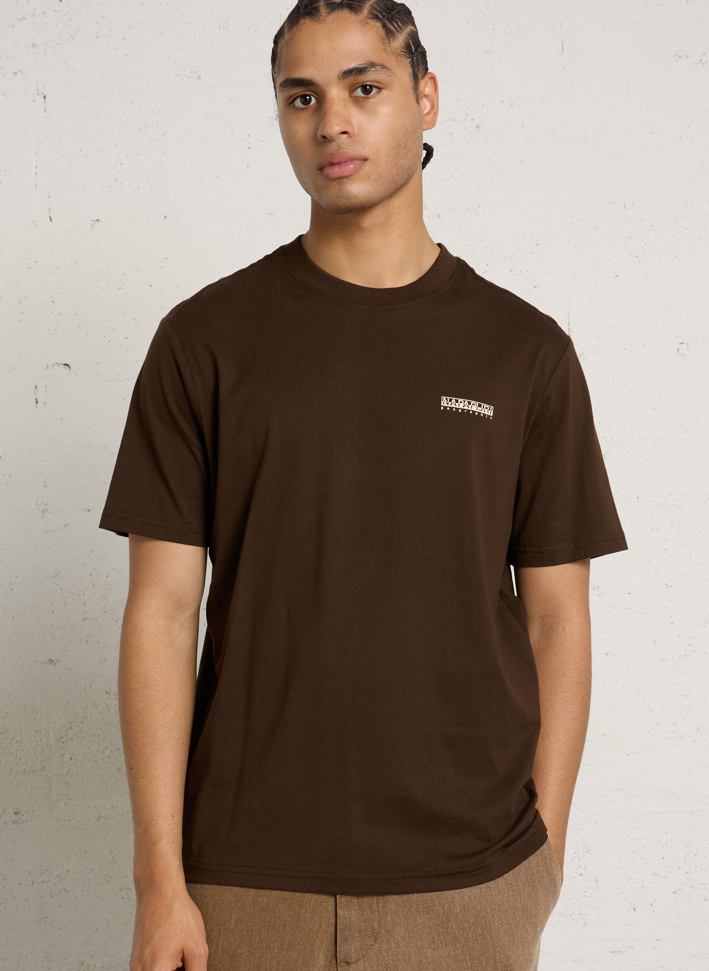 Tee-shirt droit en coton NAPAPIJRI Marron