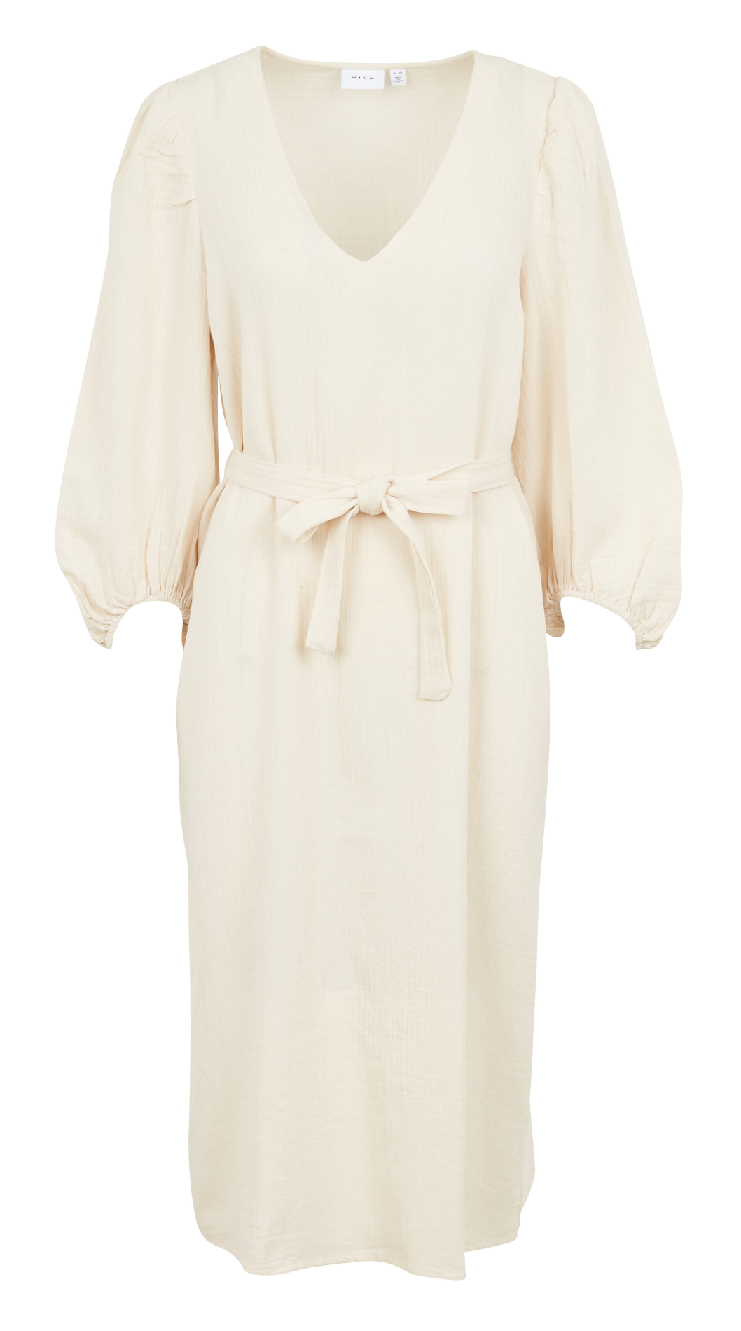 V-neck cotton midi dress VILA Beige